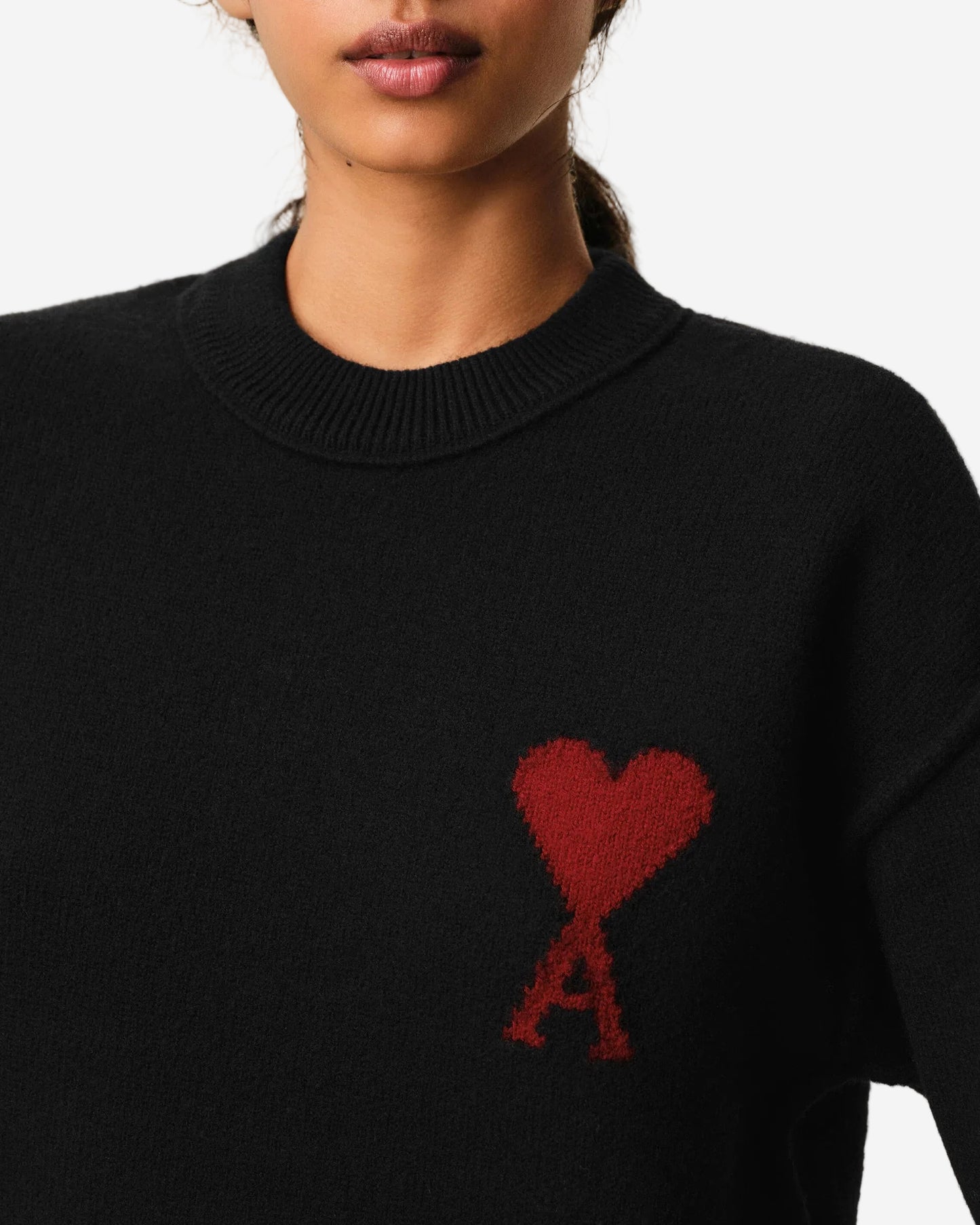 Jersey De Cuello Redondo De Lana Negra Ami De Coeur CHAQUETAS Malva CO