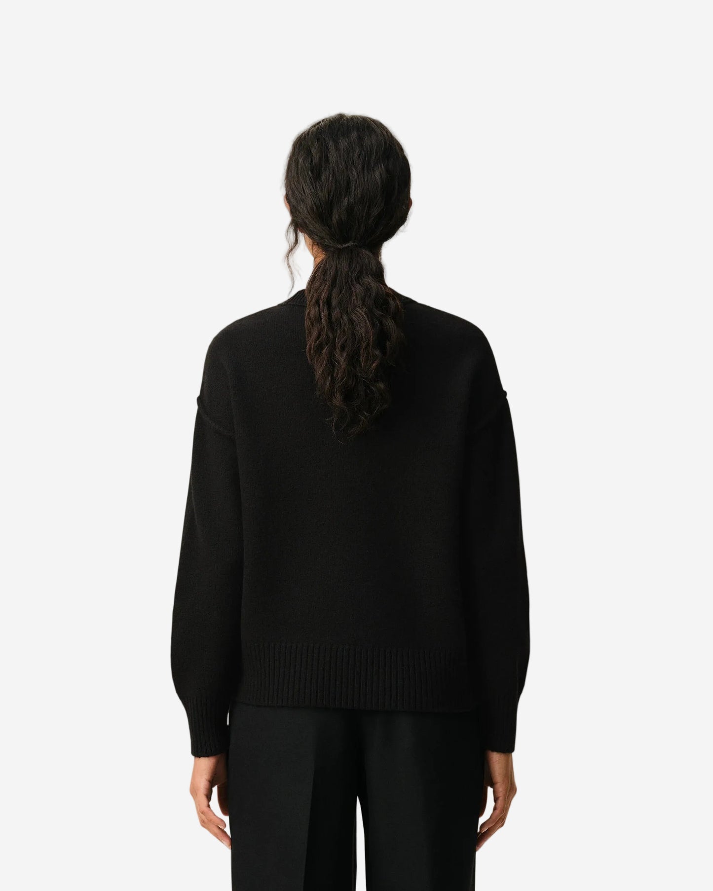 Jersey De Cuello Redondo De Lana Negra Ami De Coeur CHAQUETAS Malva CO