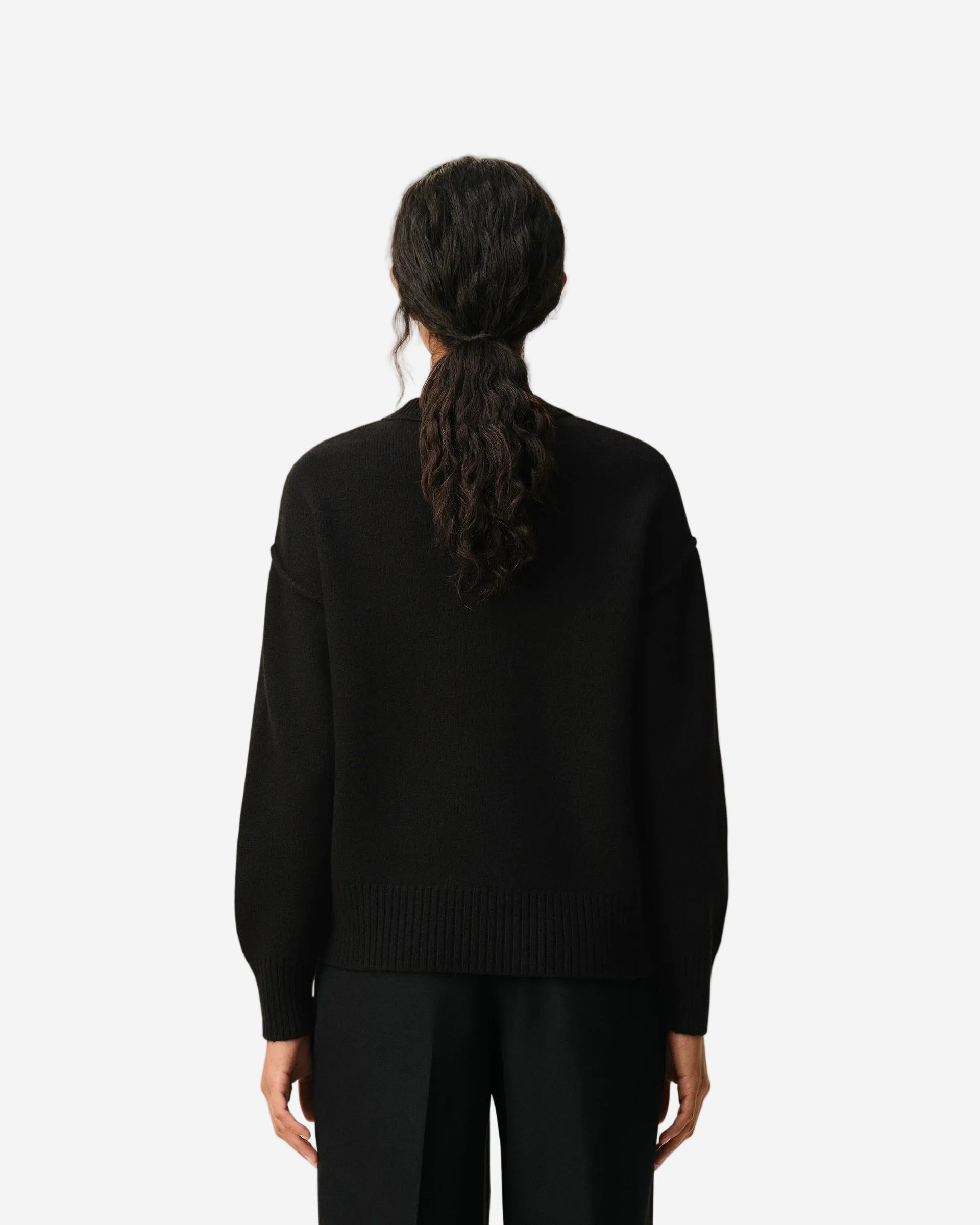 Jersey De Cuello Redondo De Lana Negra Ami De Coeur CHAQUETAS Malva CO