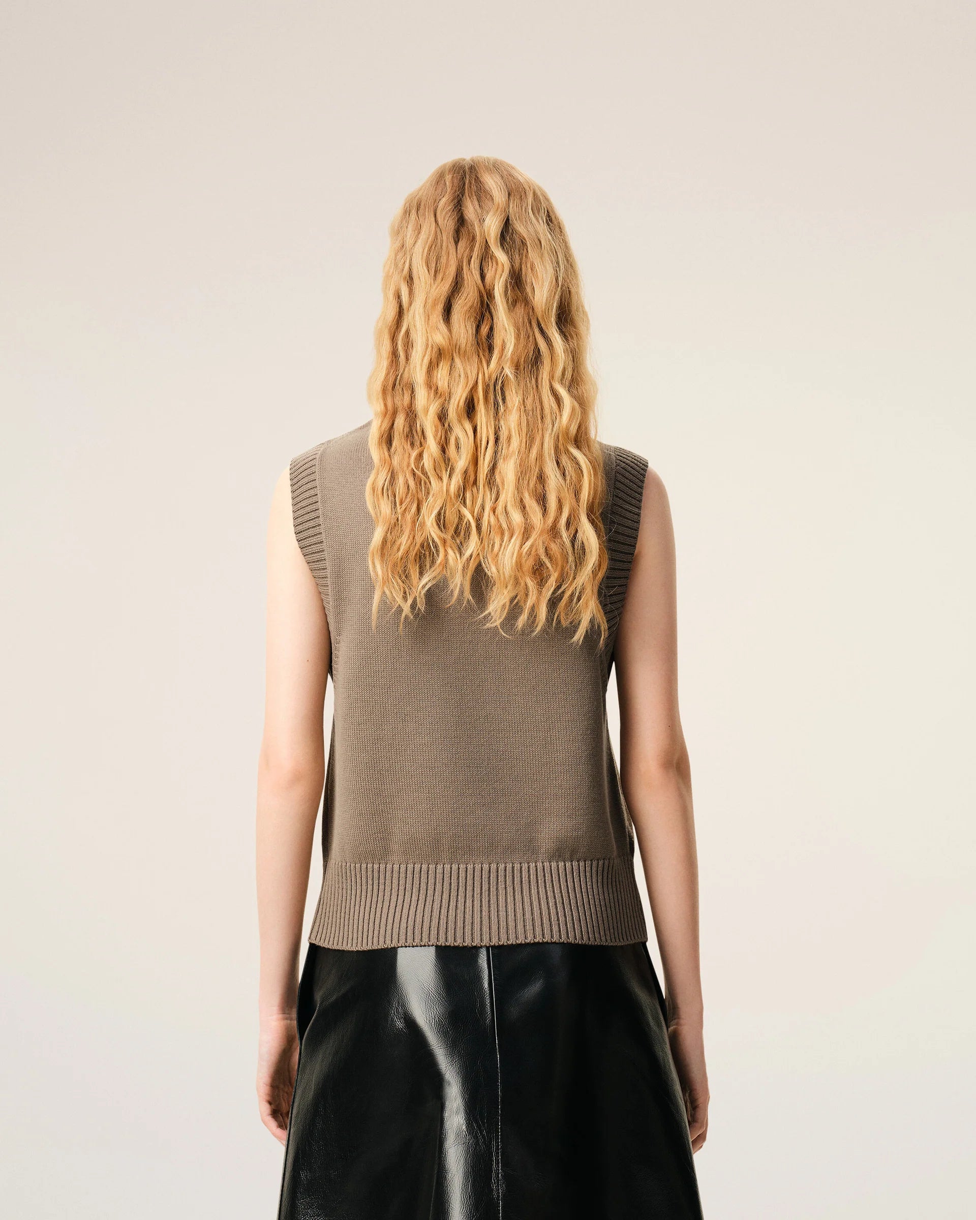 Jersey Sin Mangas Ami De Coeur De Lana Y Algodón Beige