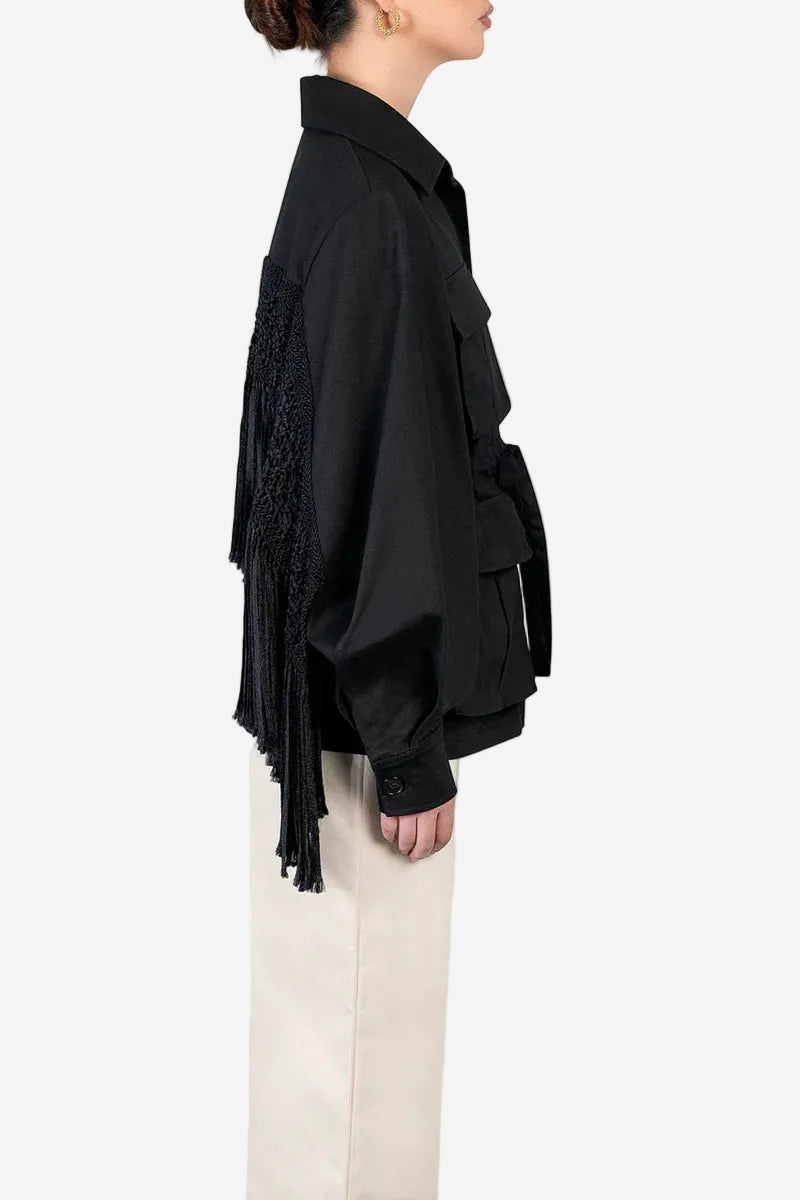 Chaqueta Larga Macrame Sahariana