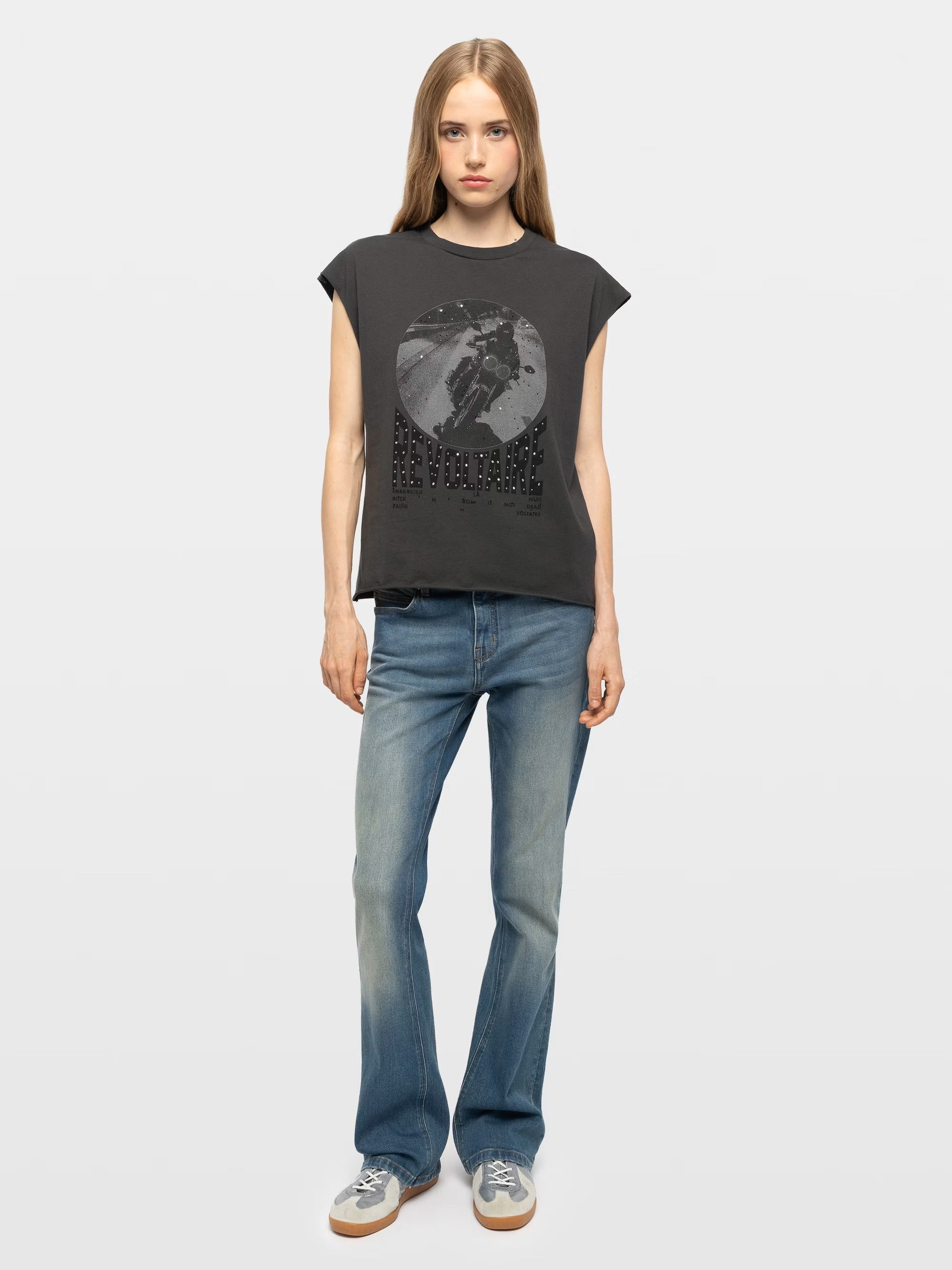 T-Shirt Cloe Photo Moto Strass