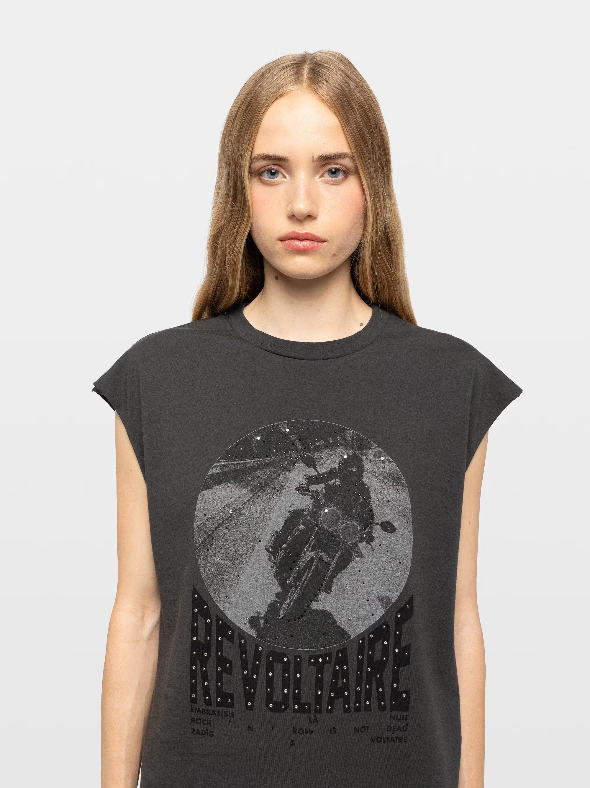 T-Shirt Cloe Photo Moto Strass