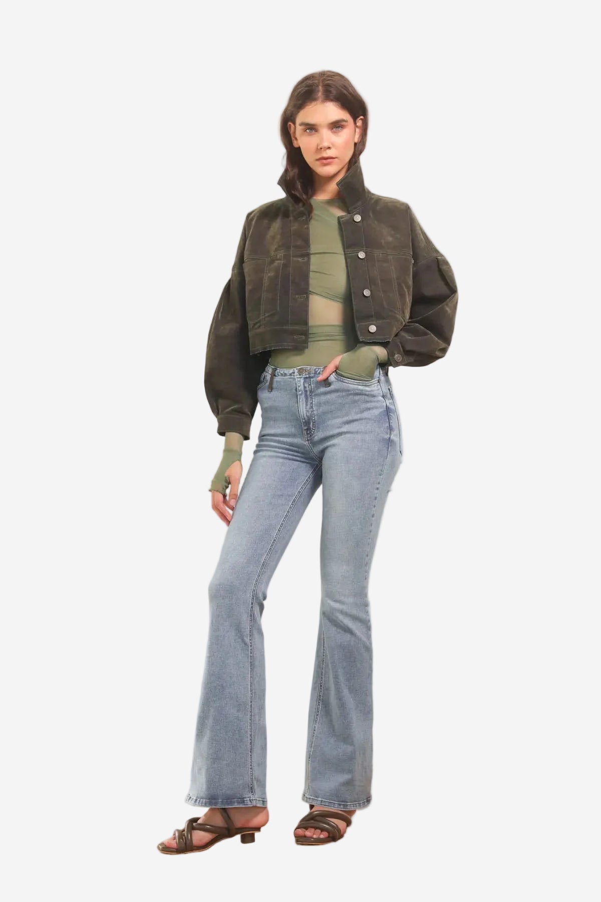 Jean Leia Velvet Military