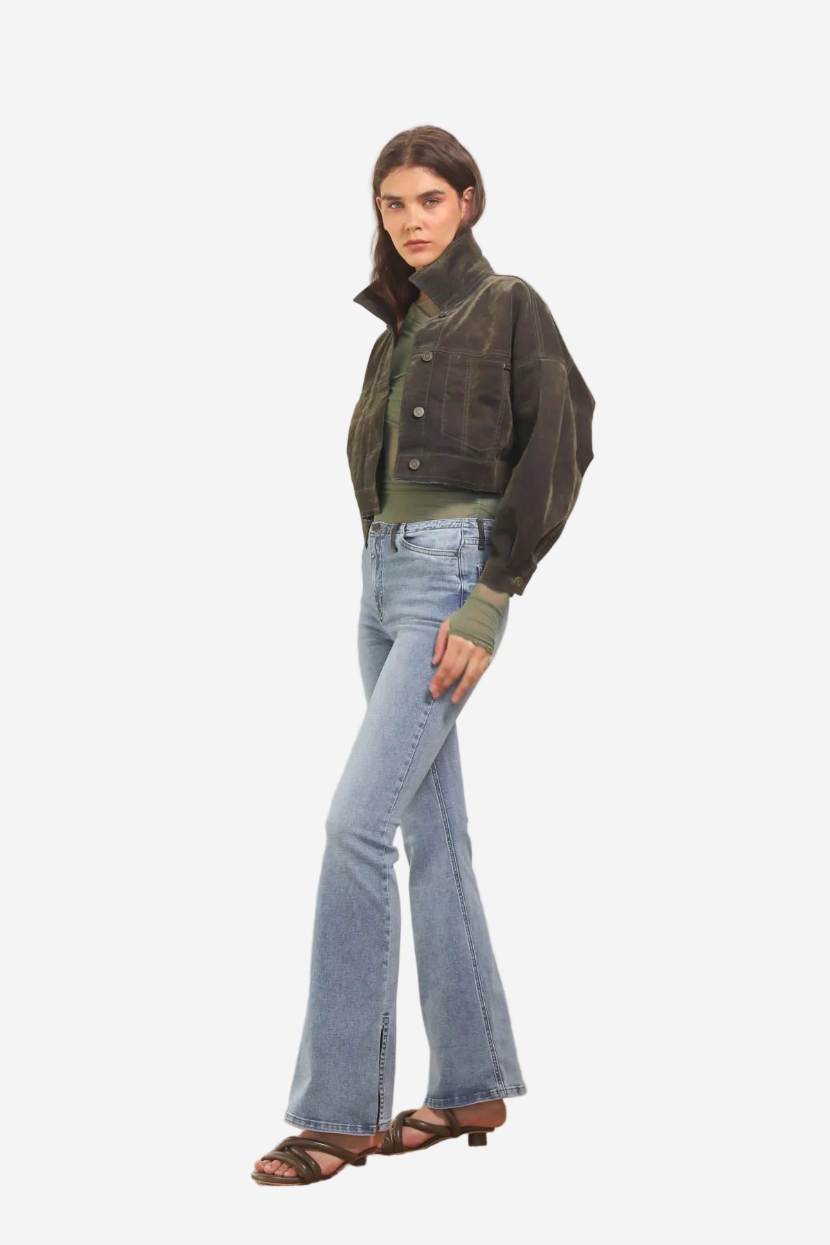 Jean Leia Velvet Military