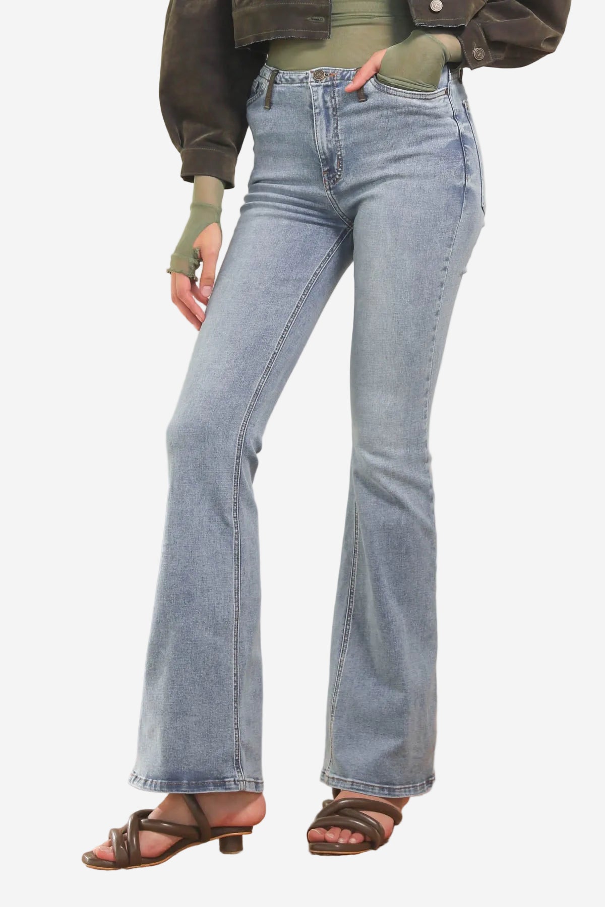 Jean Leia Velvet Military