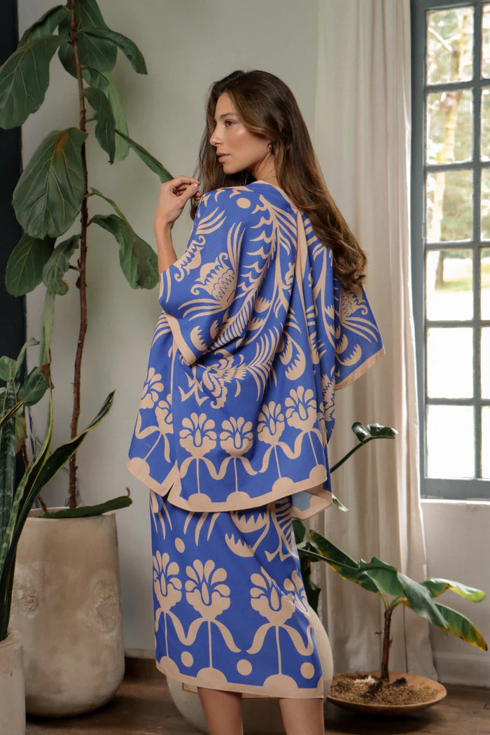 Kimono Corto Agave, Lino Azul