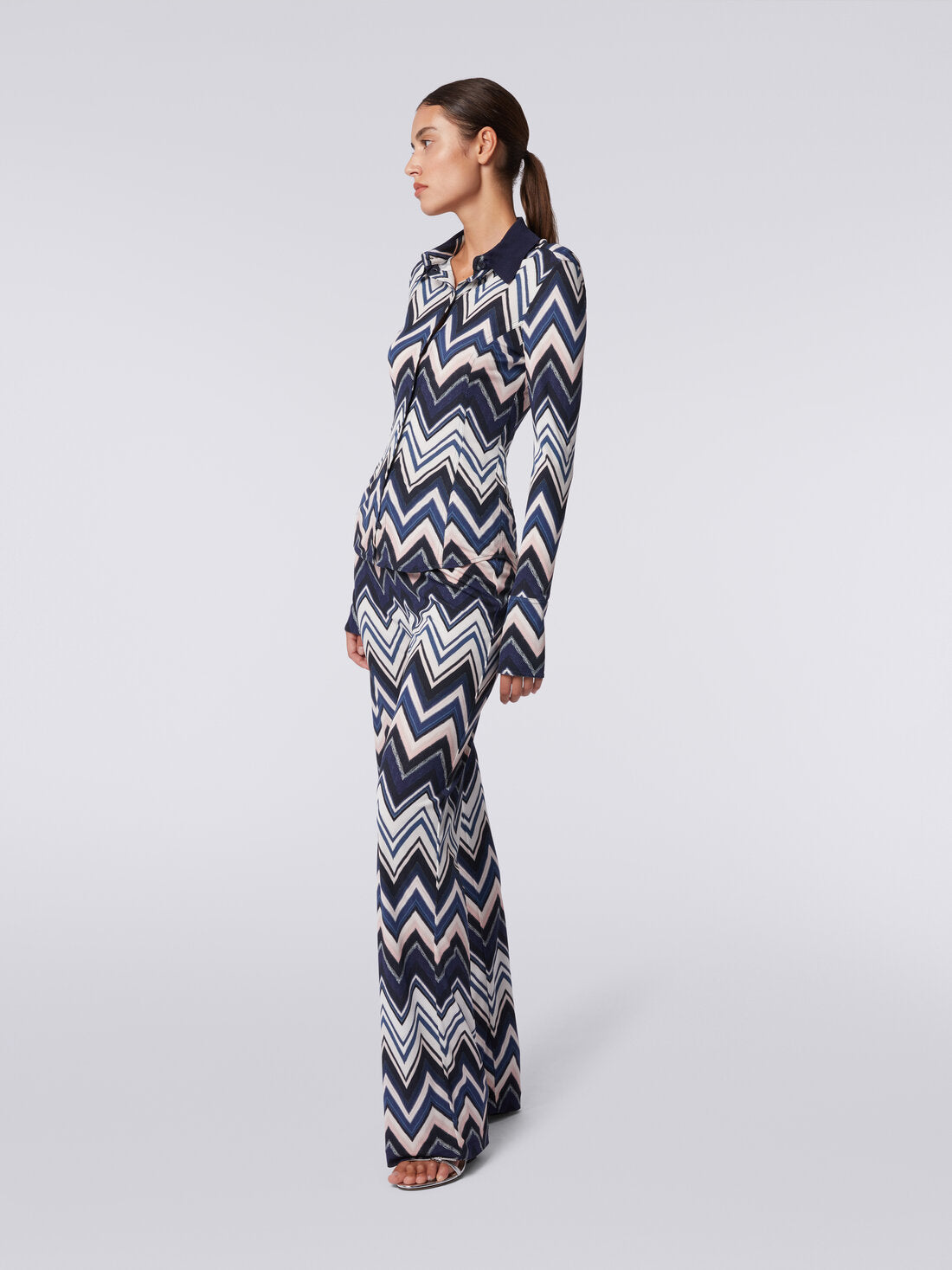 Camisa De Viscosa Con Estampado Zigzag