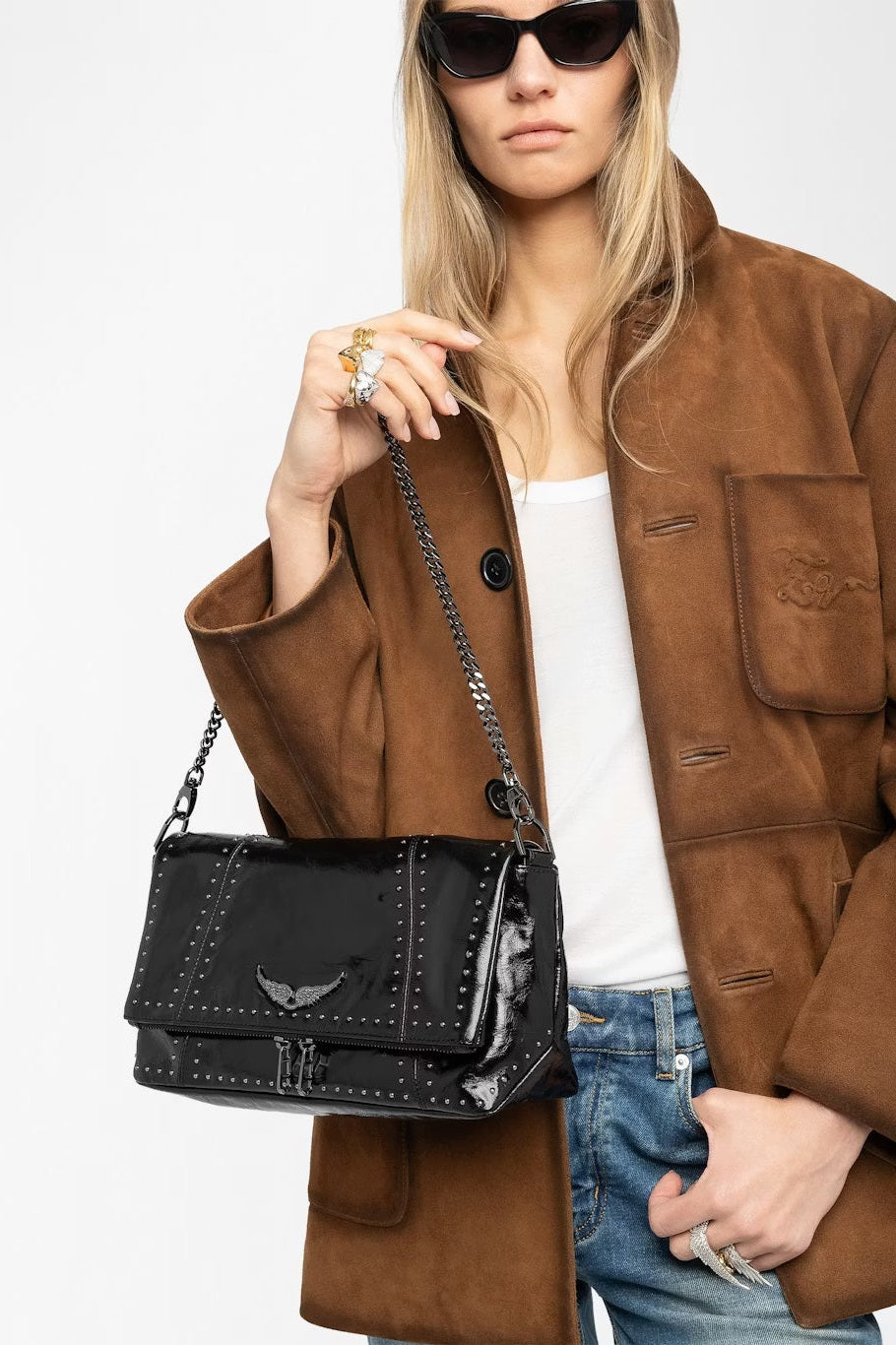 Bolso Rocky Ii Vintage Patent Studs ZADIG ET VOLTAIRE BOLSOS Y CARTERAS Malva CO