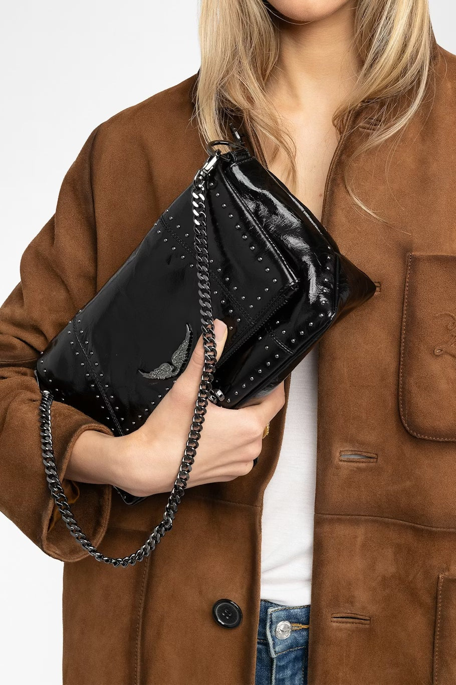 Bolso Rocky Ii Vintage Patent Studs ZADIG ET VOLTAIRE BOLSOS Y CARTERAS Malva CO