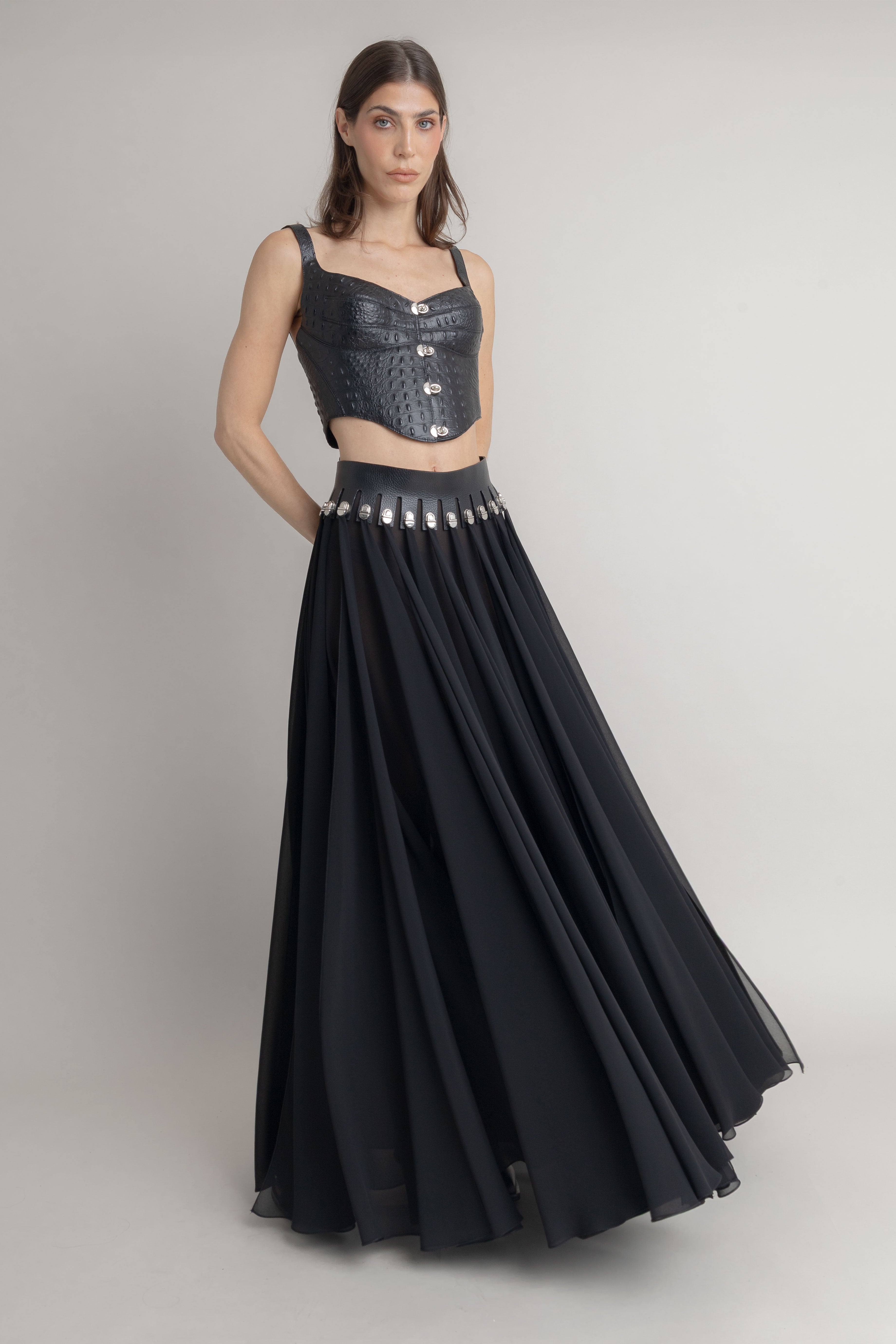 Maxi Falda Bandas JORGE DUQUE MAXI FALDAS Malva CO