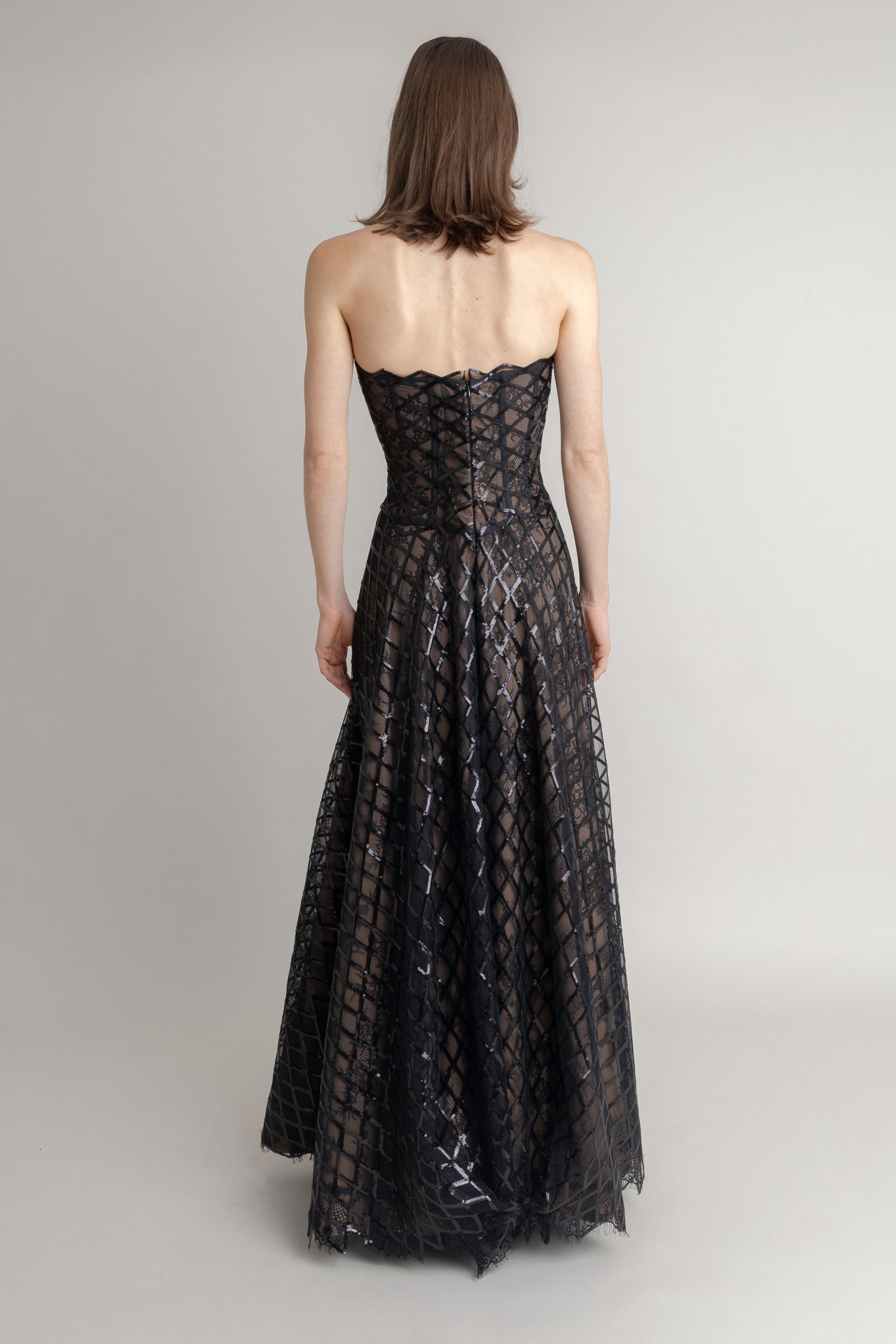 Maxi Vestido Paillete Rombos JORGE DUQUE MAXI VESTIDOS Malva CO