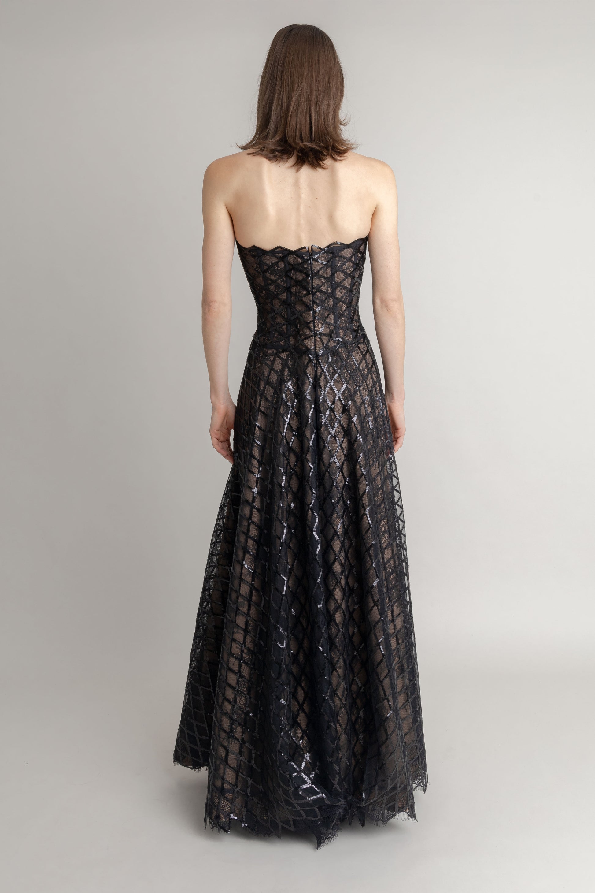 Maxi Vestido Paillete Rombos JORGE DUQUE MAXI VESTIDOS Malva CO