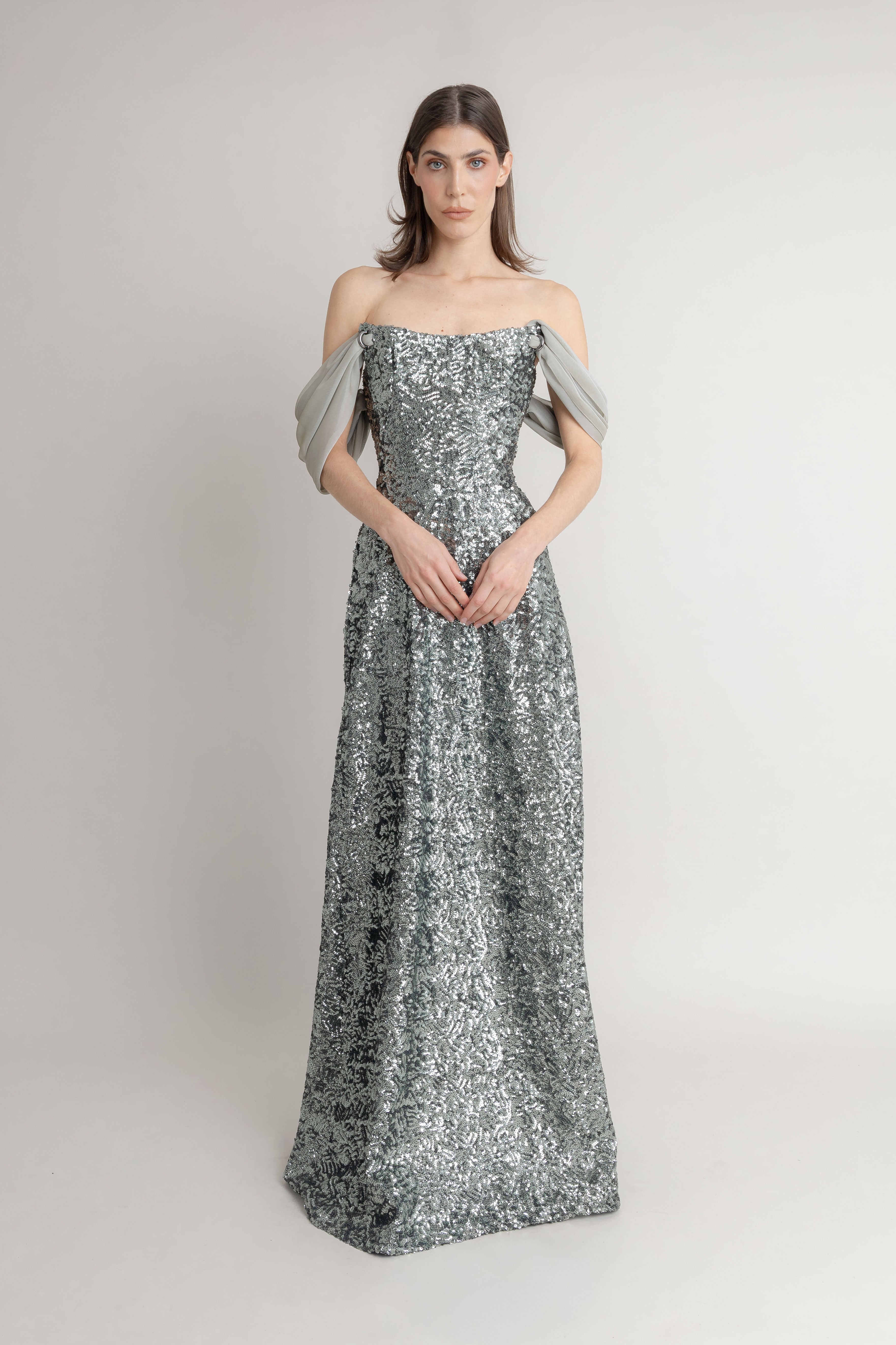 Maxi Vestido Plomo Verde JORGE DUQUE MAXI VESTIDOS Malva CO