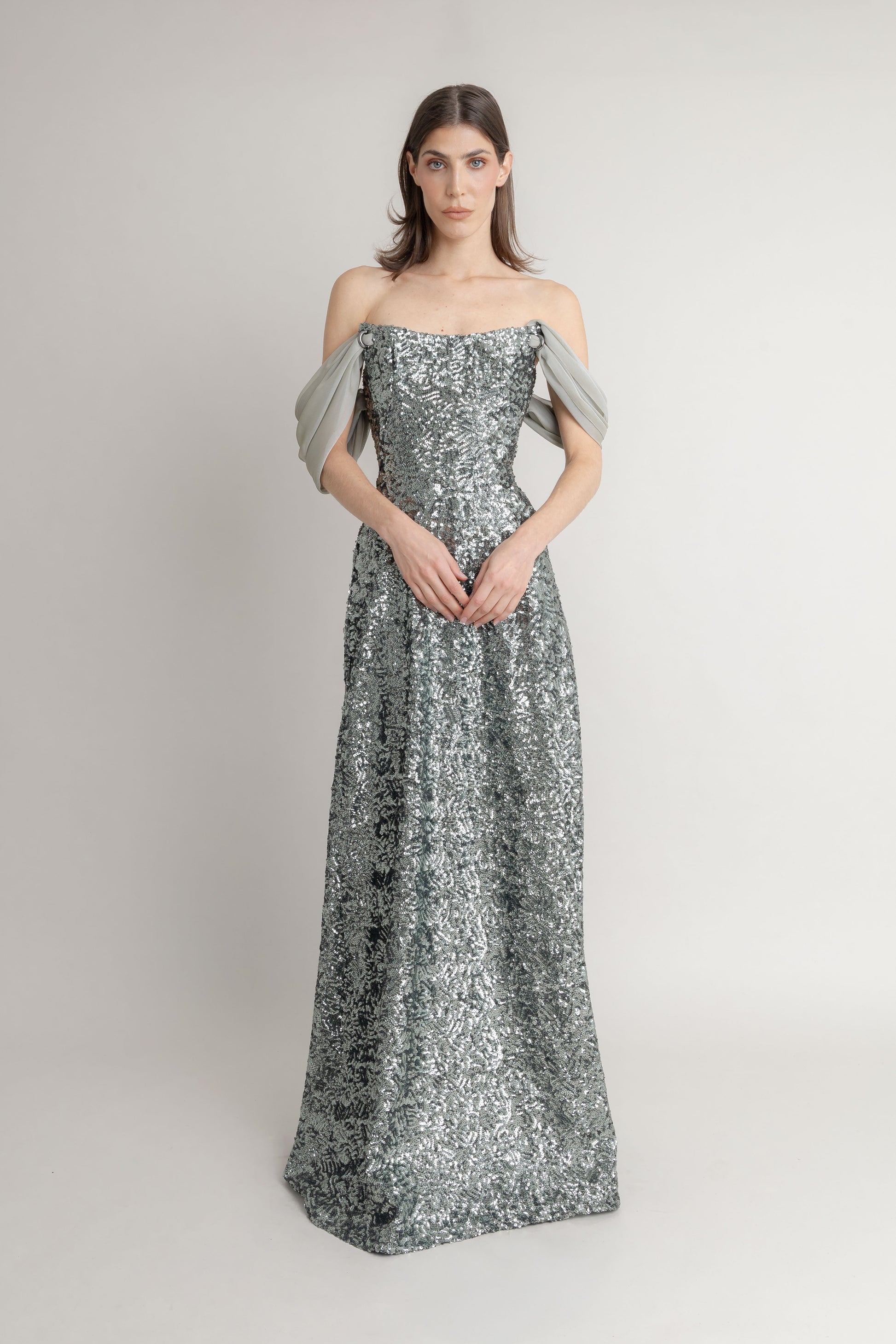 Maxi Vestido Plomo Verde JORGE DUQUE MAXI VESTIDOS Malva CO