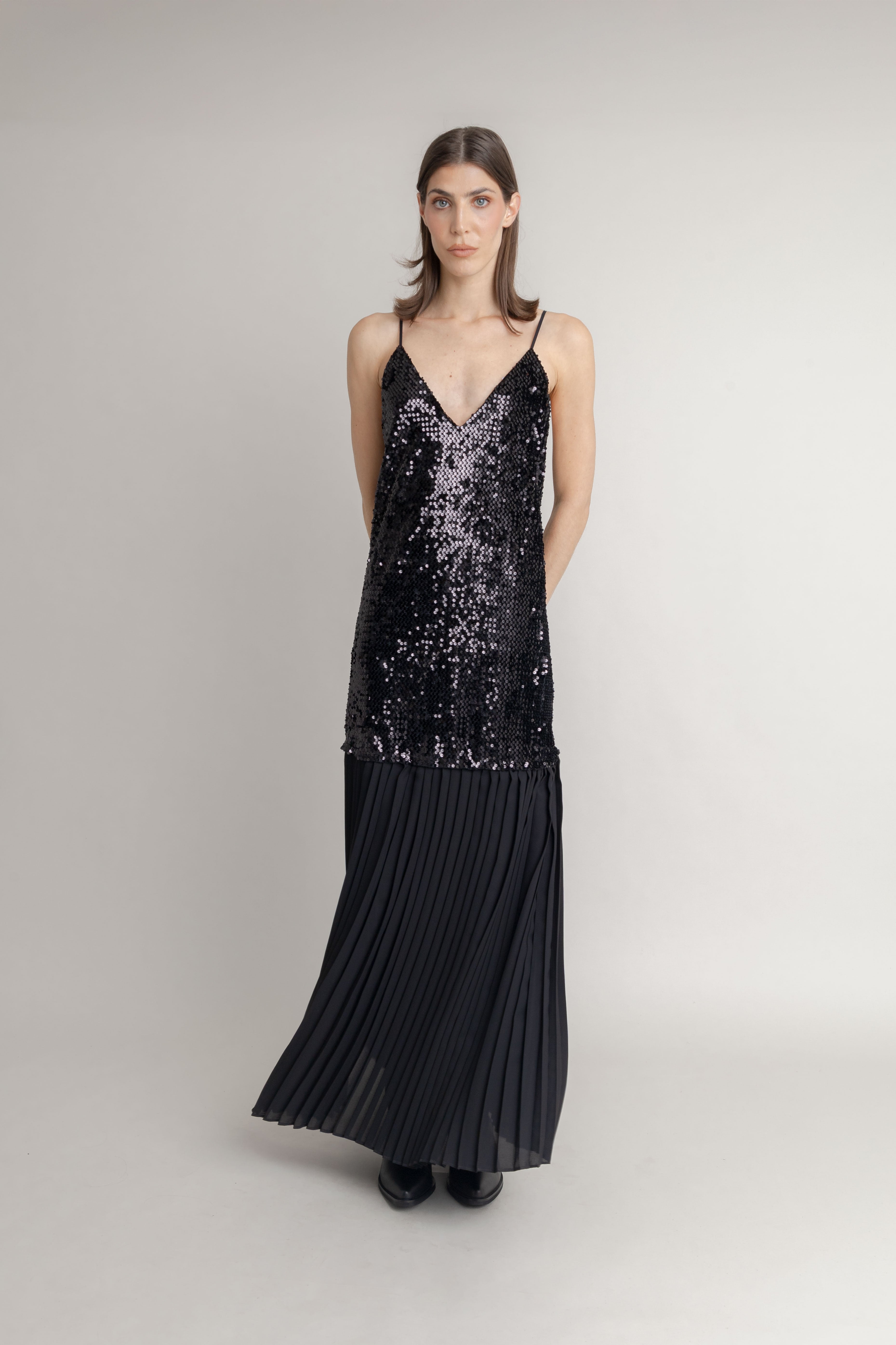 Maxi Vestido Largo Plisado