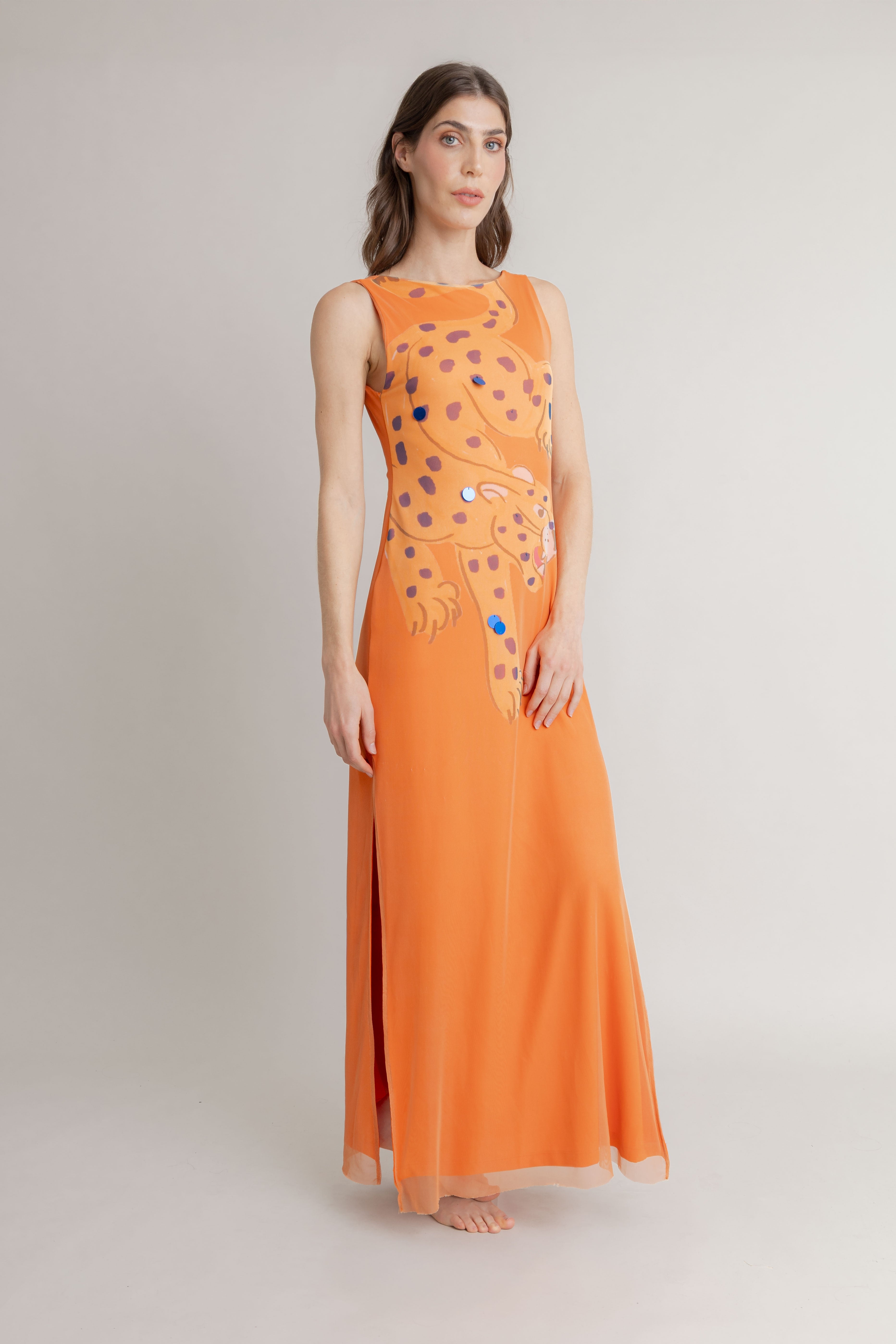 Maxi Vestido Tigre Print VOIE MAXI VESTIDOS Malva CO