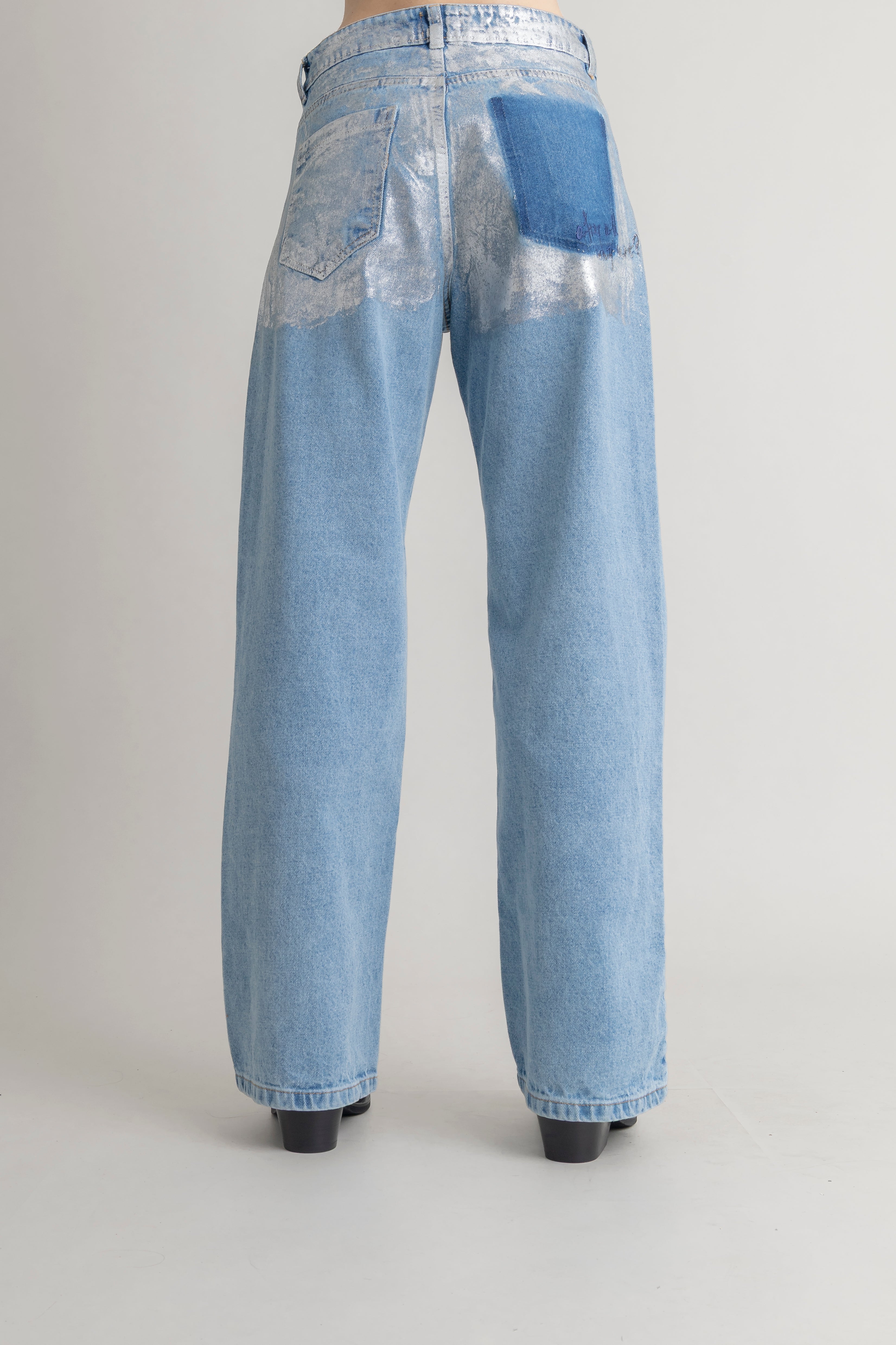 Jean Con Foil Plateado