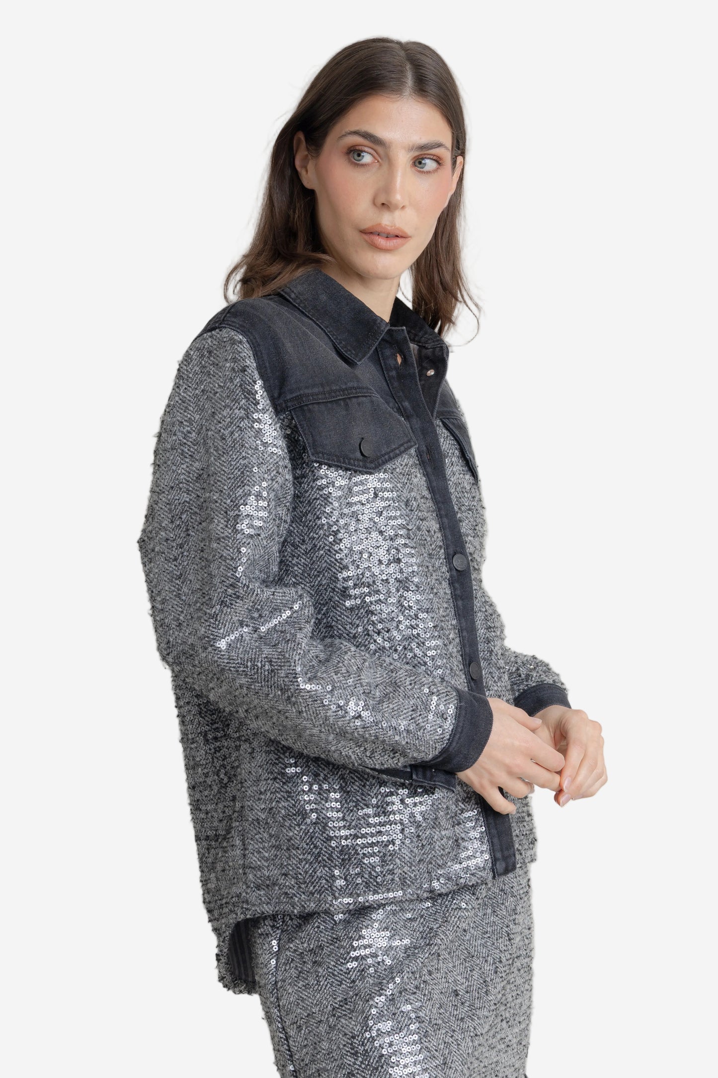 Chaqueta Shiny Tweed FLOW CHAQUETAS Malva CO