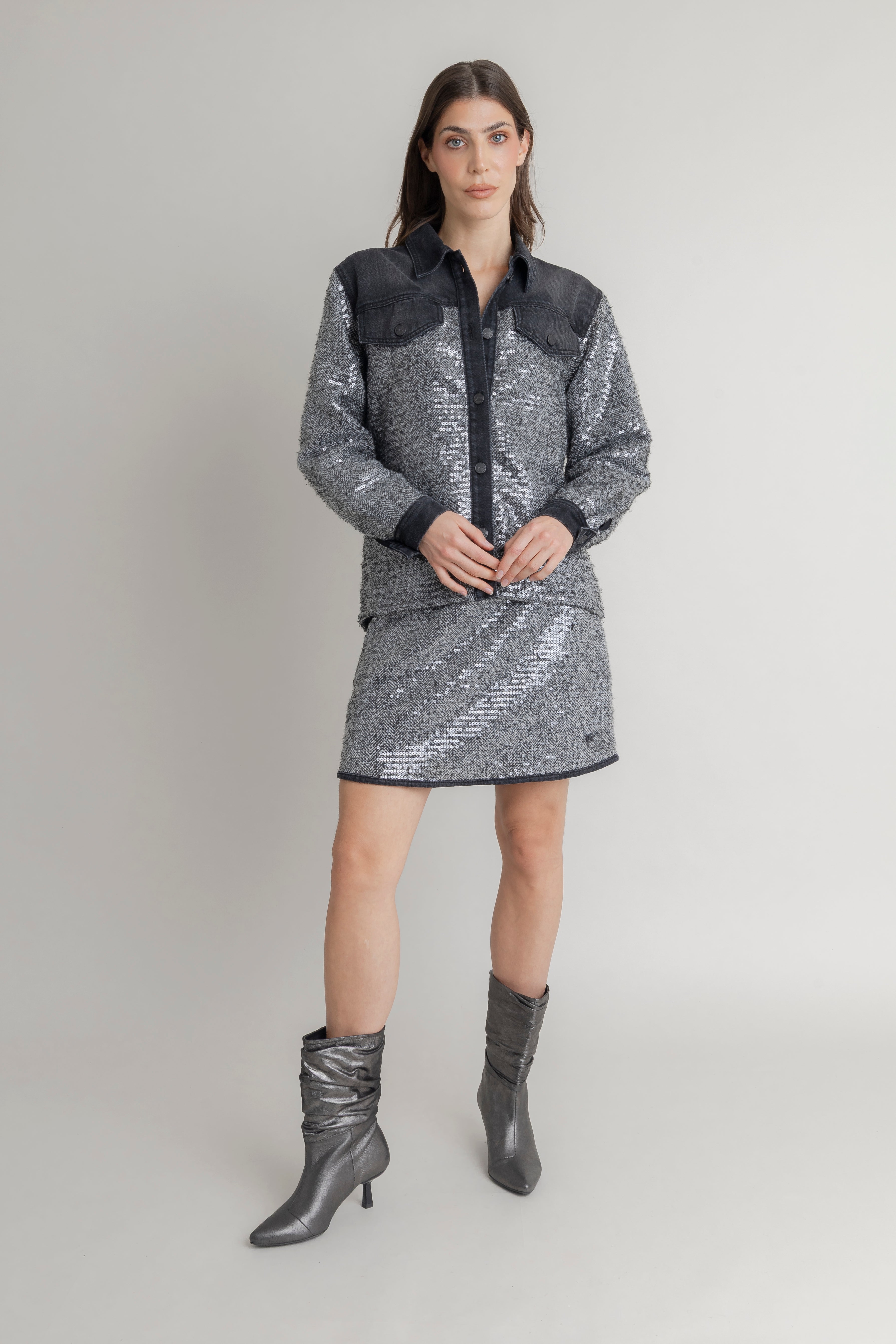 Mini Falda Shiny Tweed FLOW MINI FALDAS Malva CO