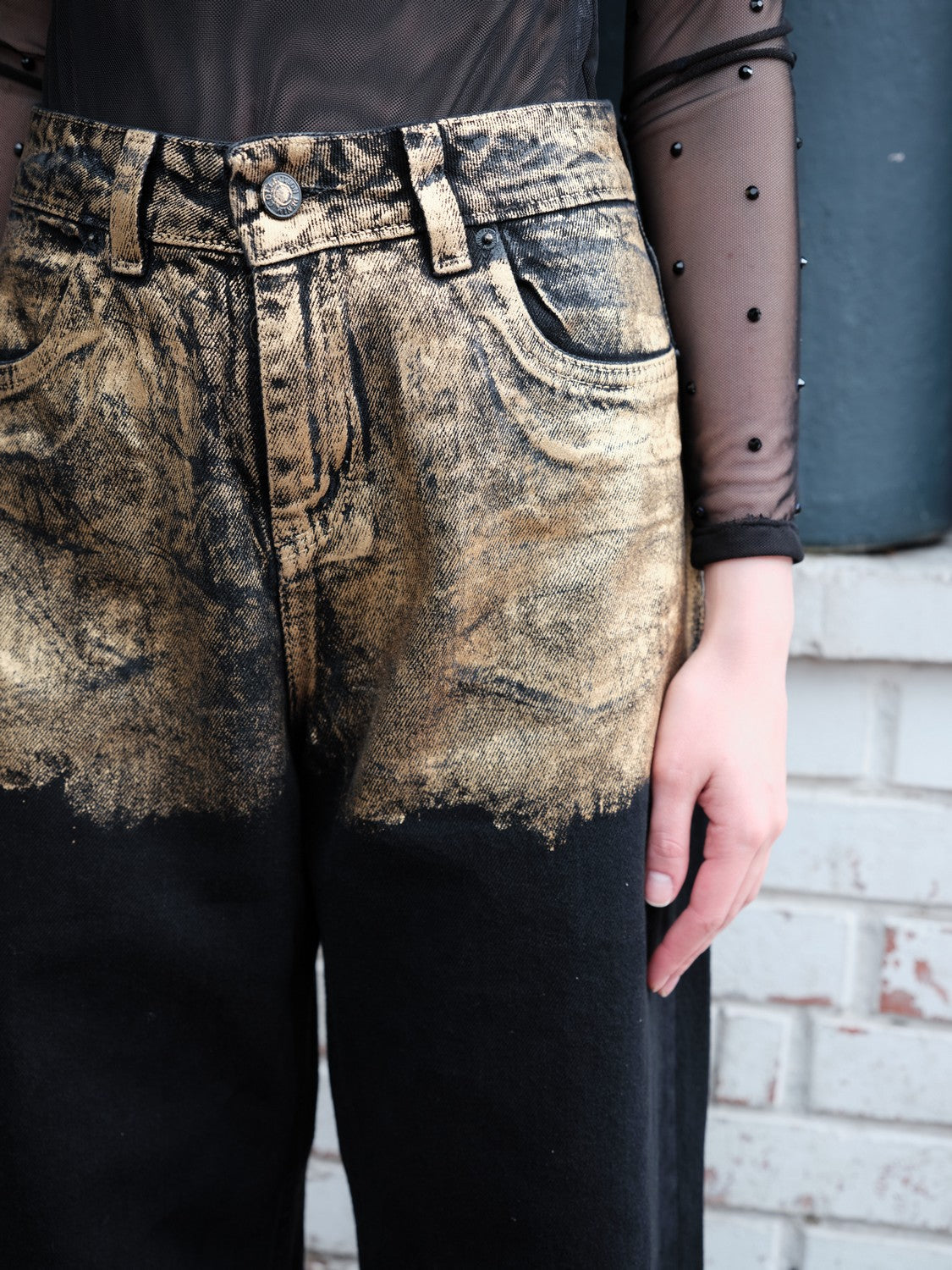 Jean Con Foil Dorado