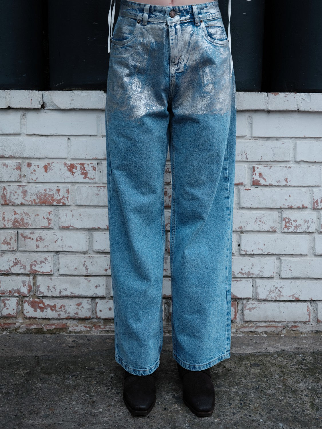 Jean Con Foil Plateado