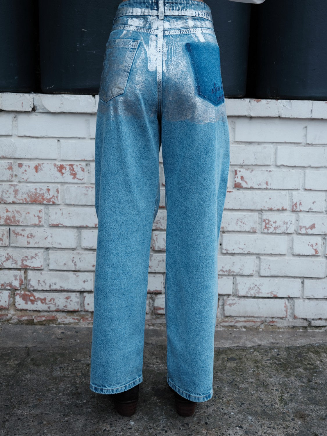 Jean Con Foil Plateado