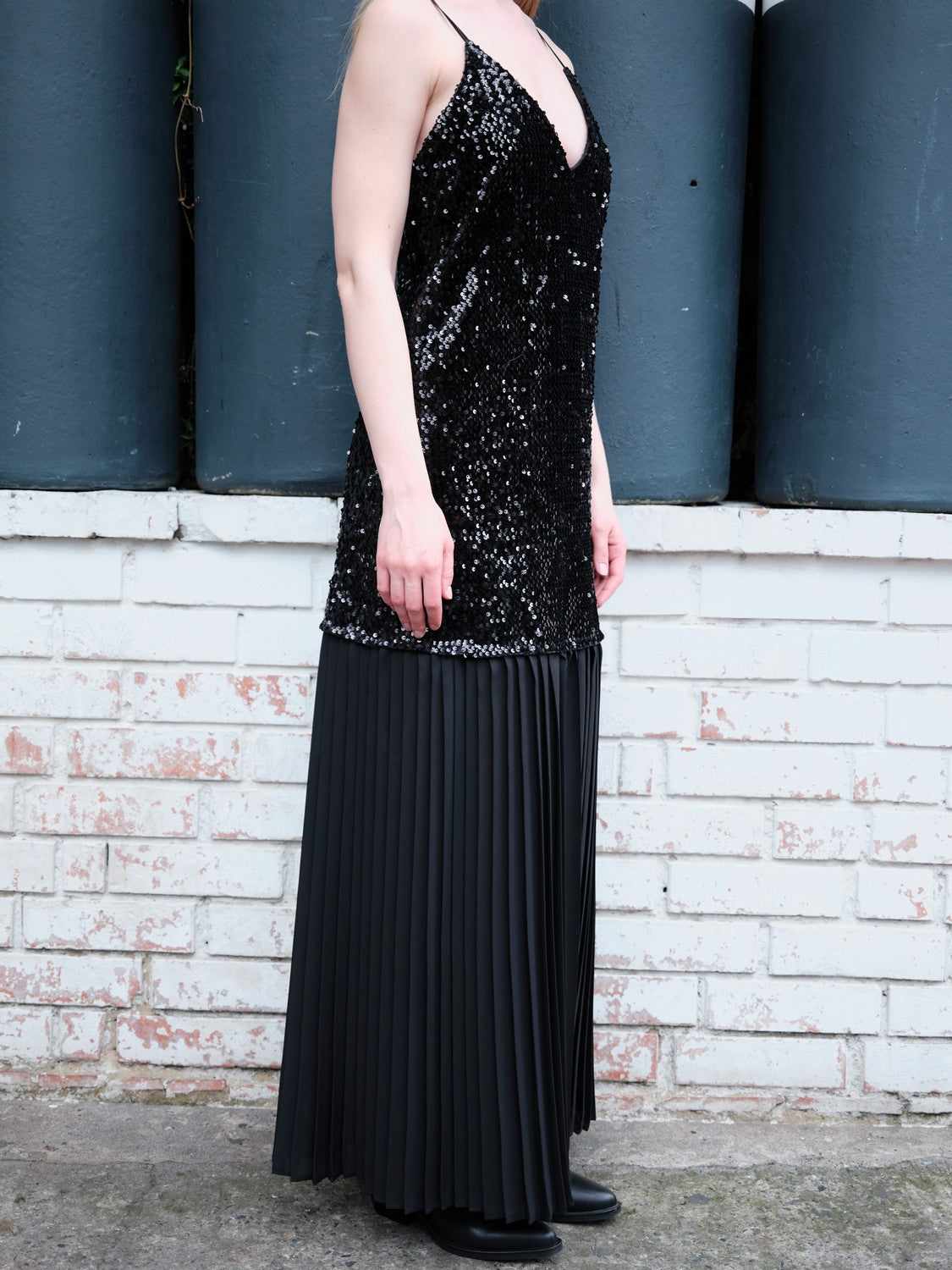 Maxi Vestido Largo Plisado