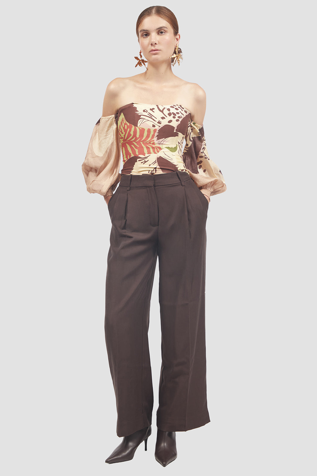 Top Dowiana Con Mangas Globo De Seda MANUELA CABRALES TOP Malva CO