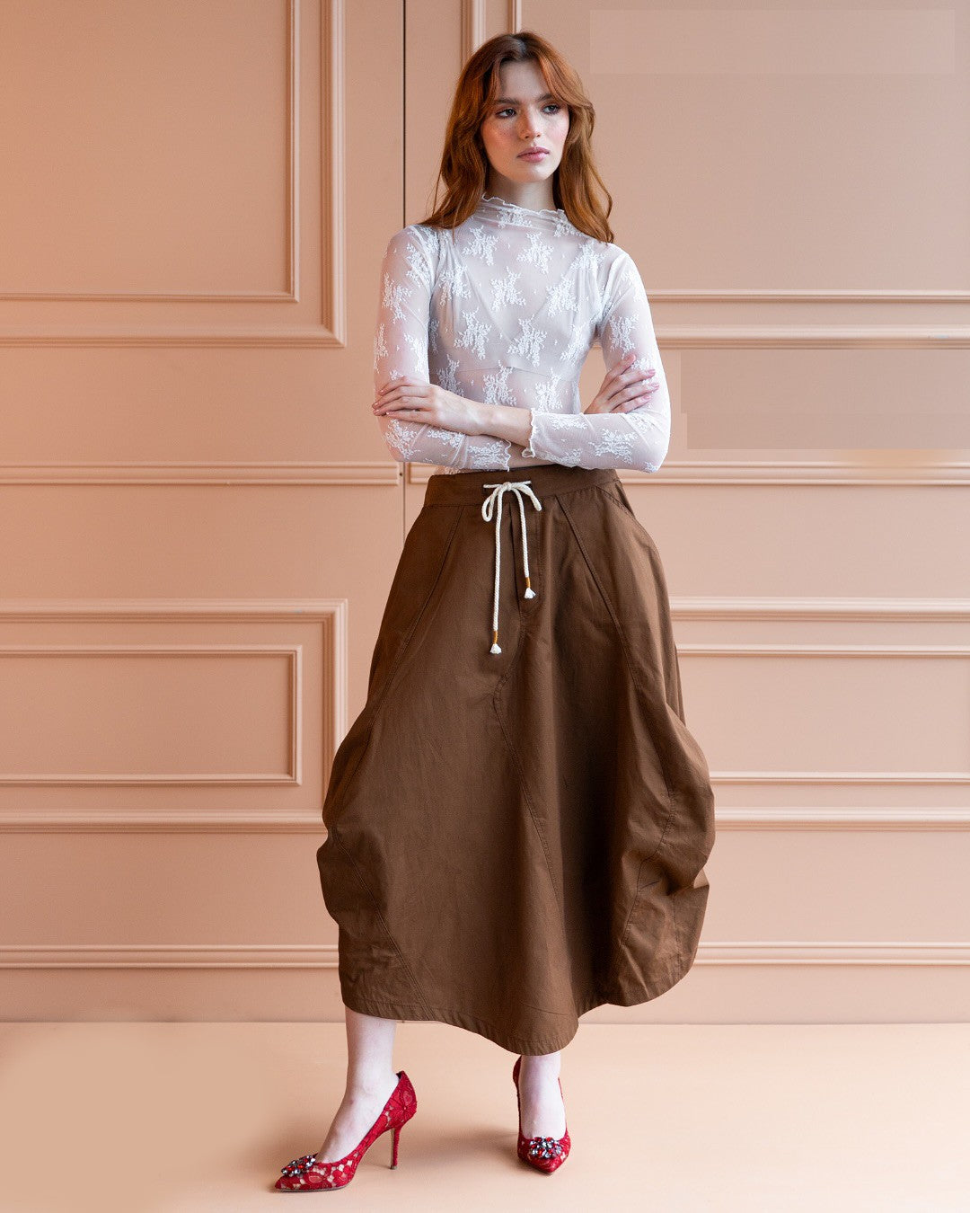 Midi Falda Breeze Mocca
