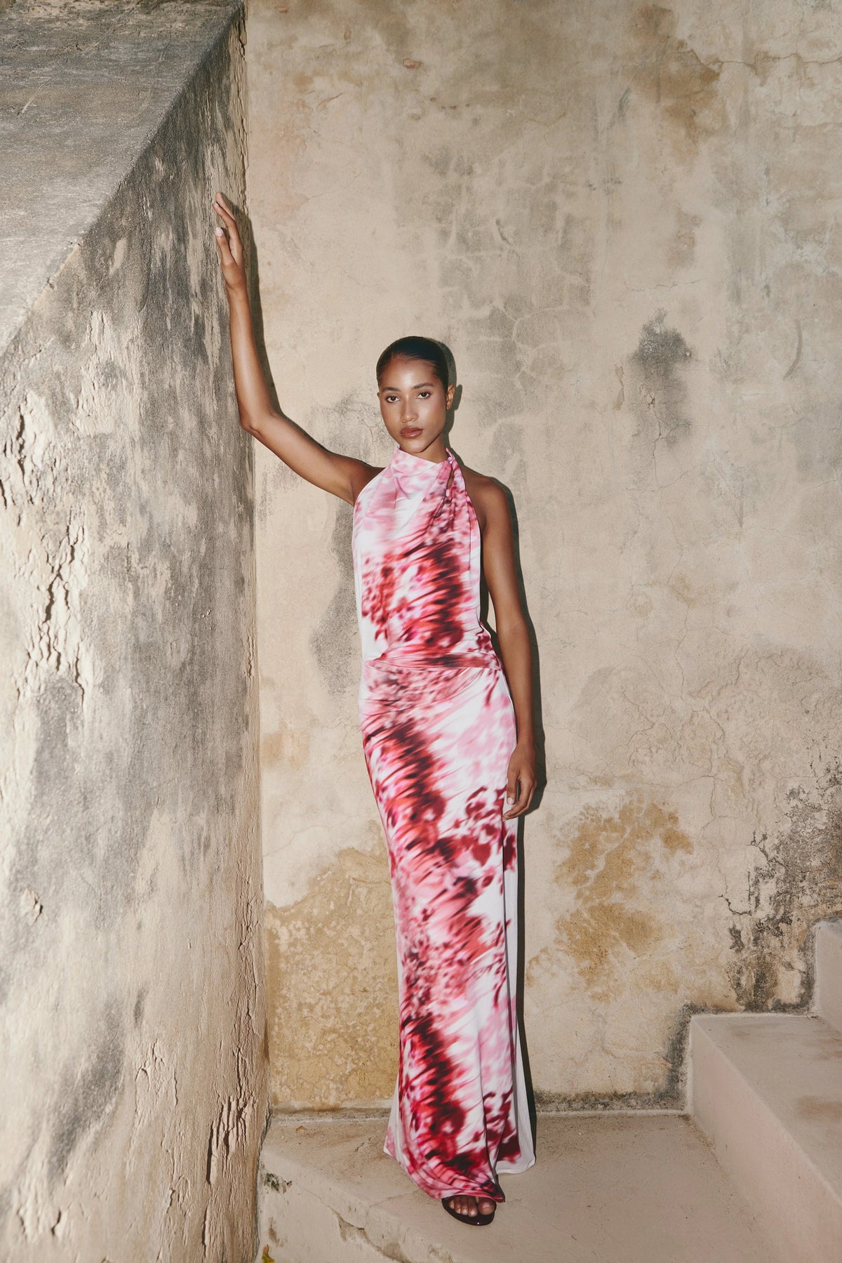 Maxi Vestido Solenne Print Bosquet Rosé