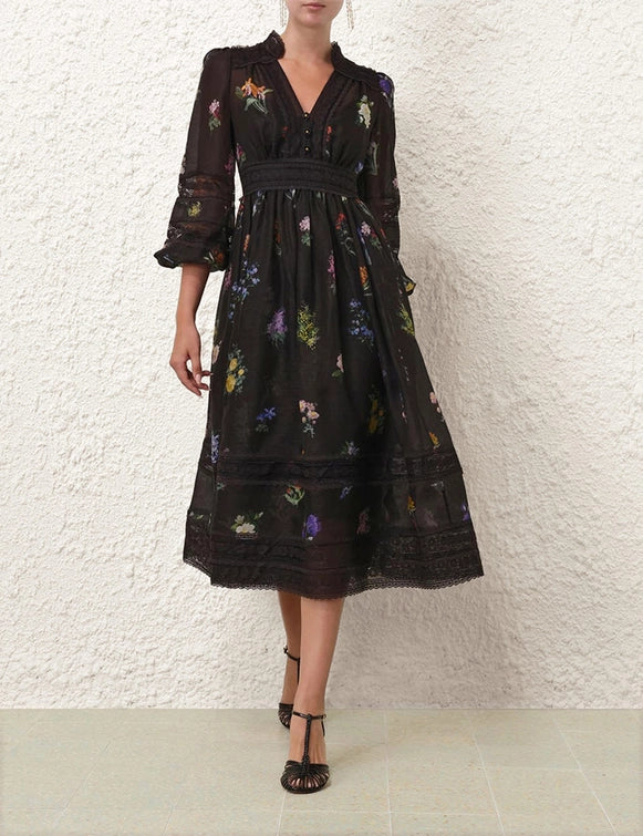 Vestido Natura V Neck Lace