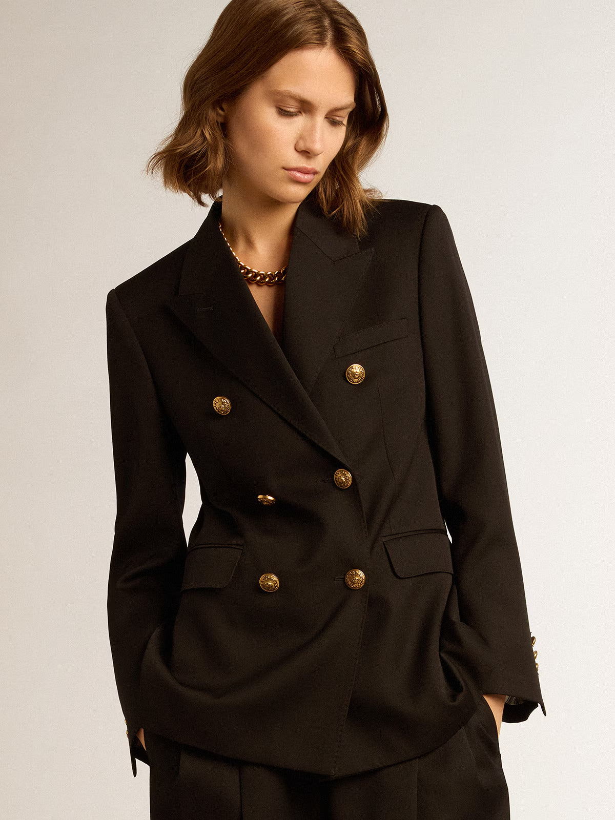 Golden Blazer Light Dry Wool Printed Message