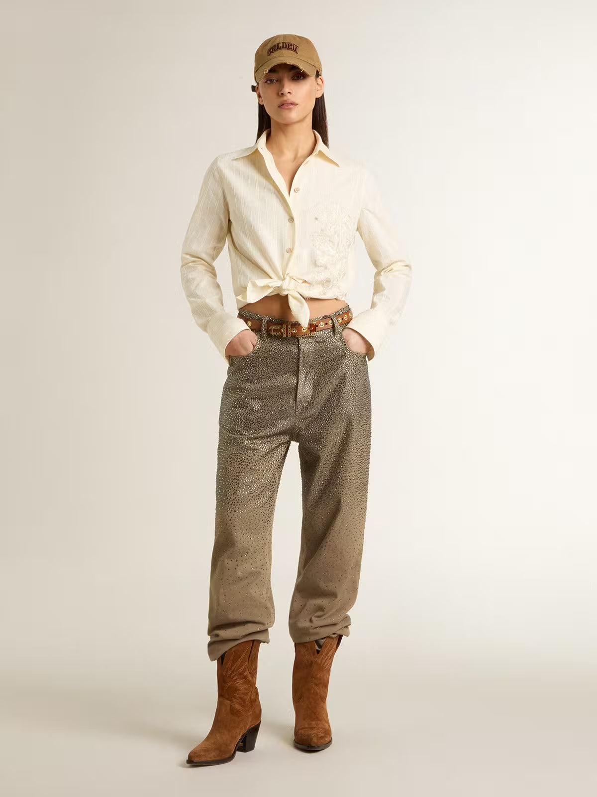 Pantalon Kim Denim Sky Wash With Crystal GOLDEN GOOSE PANTALONES Malva CO