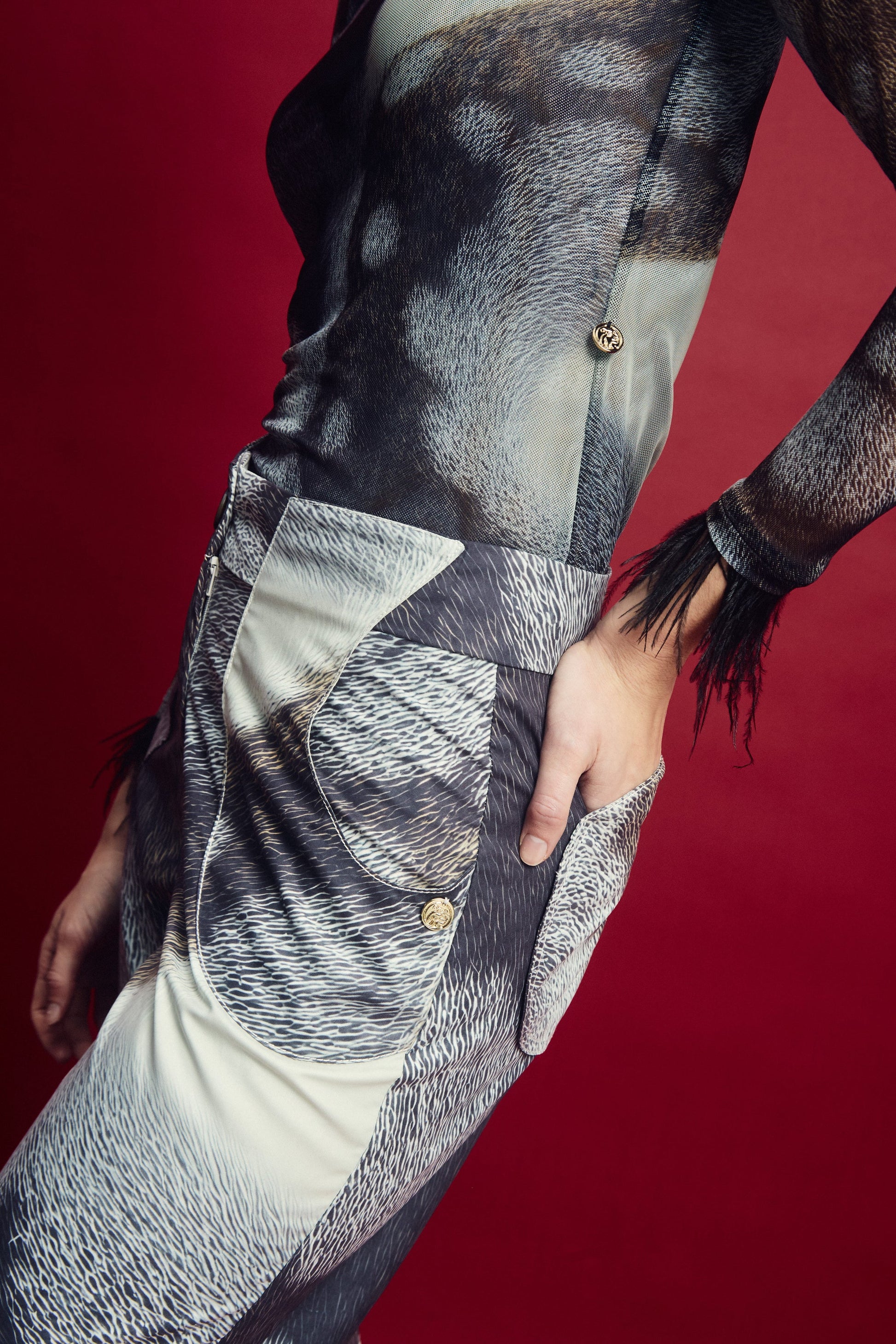 Pantalón Estampado Sinuara ZIERRA LEONA PANTALONES Malva CO