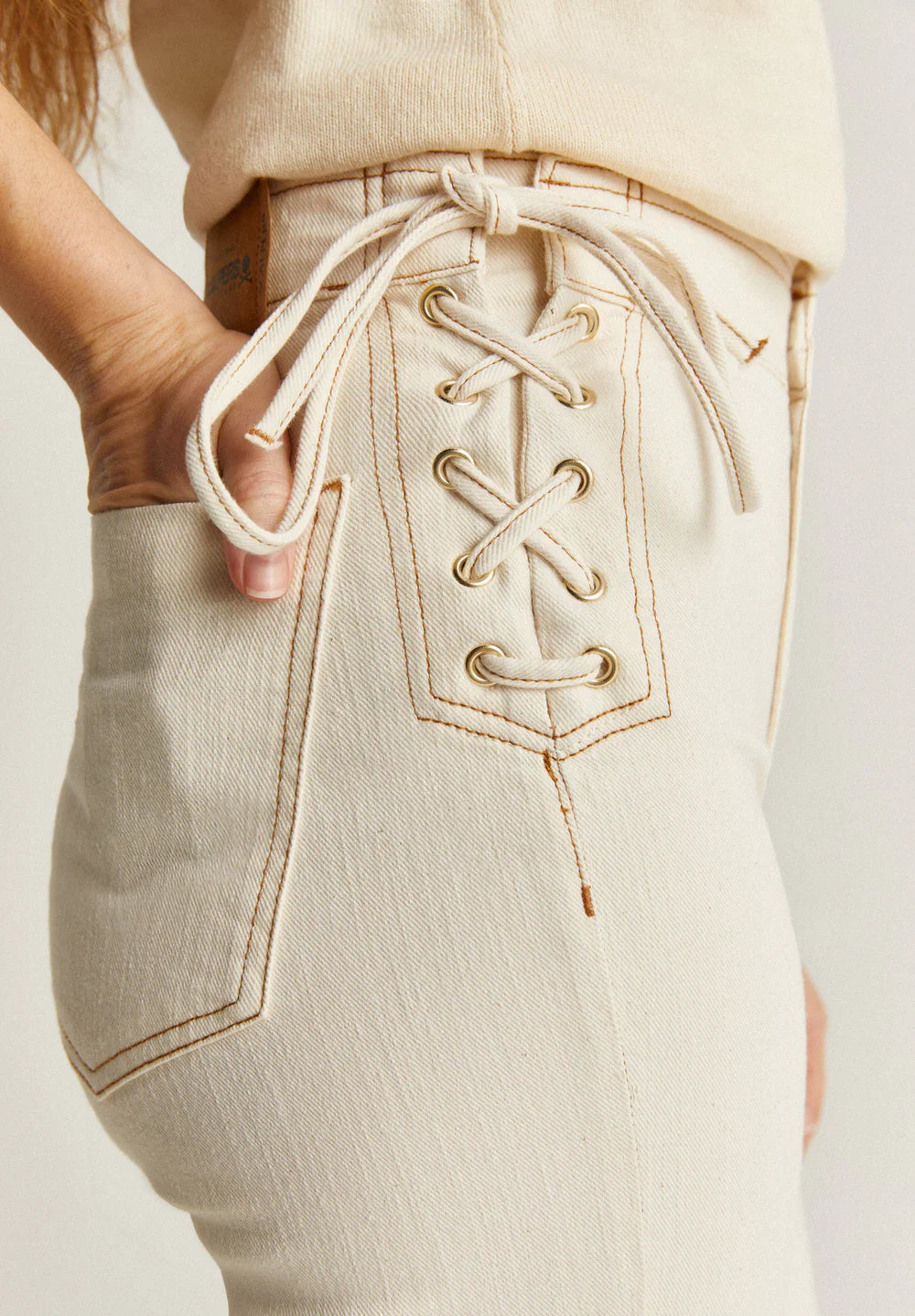 Pantalon Denim Lace Up