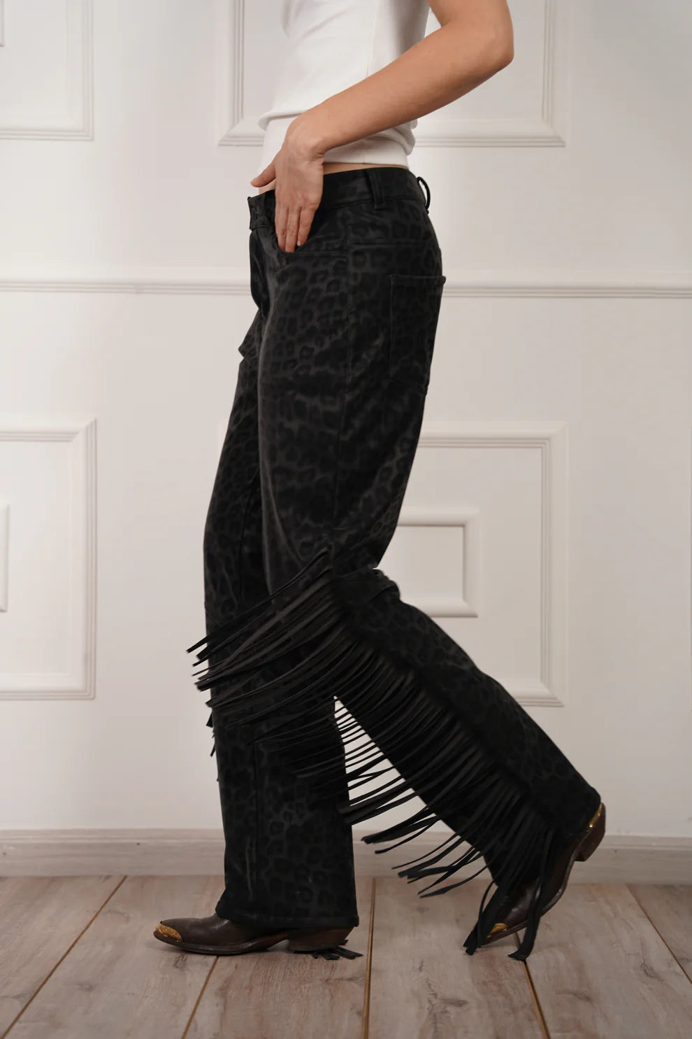 Pantalón Fringed Panther PIANI PANTALONES Malva CO