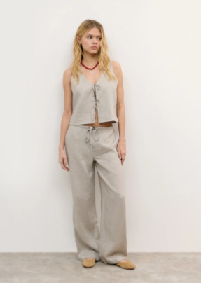 Pantalon Bajo De Lino
