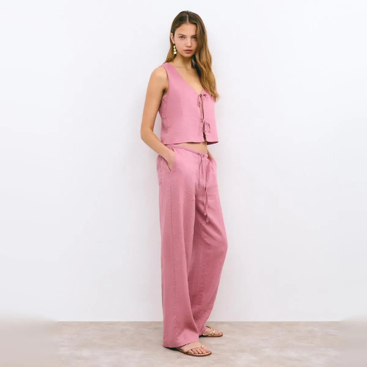 Pantalon Bajo De Lino