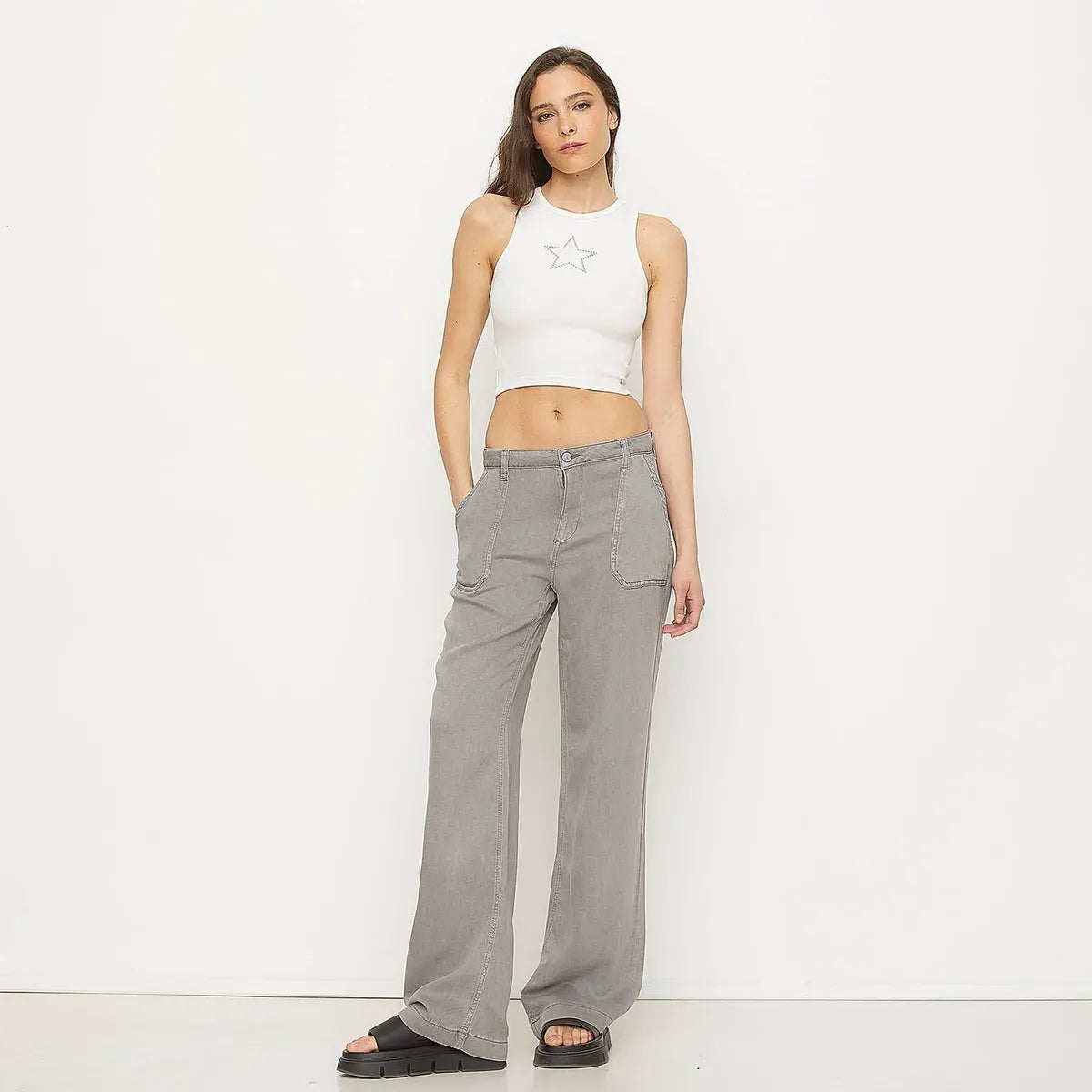 Pantalon Bolsillo Parche Fluido