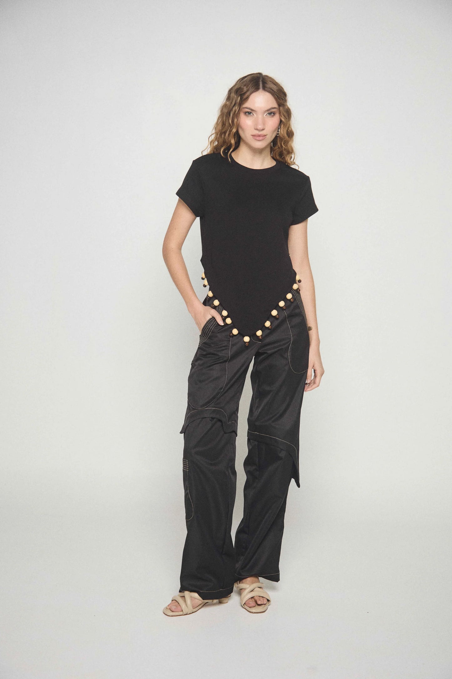 Pantalón Negro Pluma ZIERRA LEONA PANTALONES Malva CO