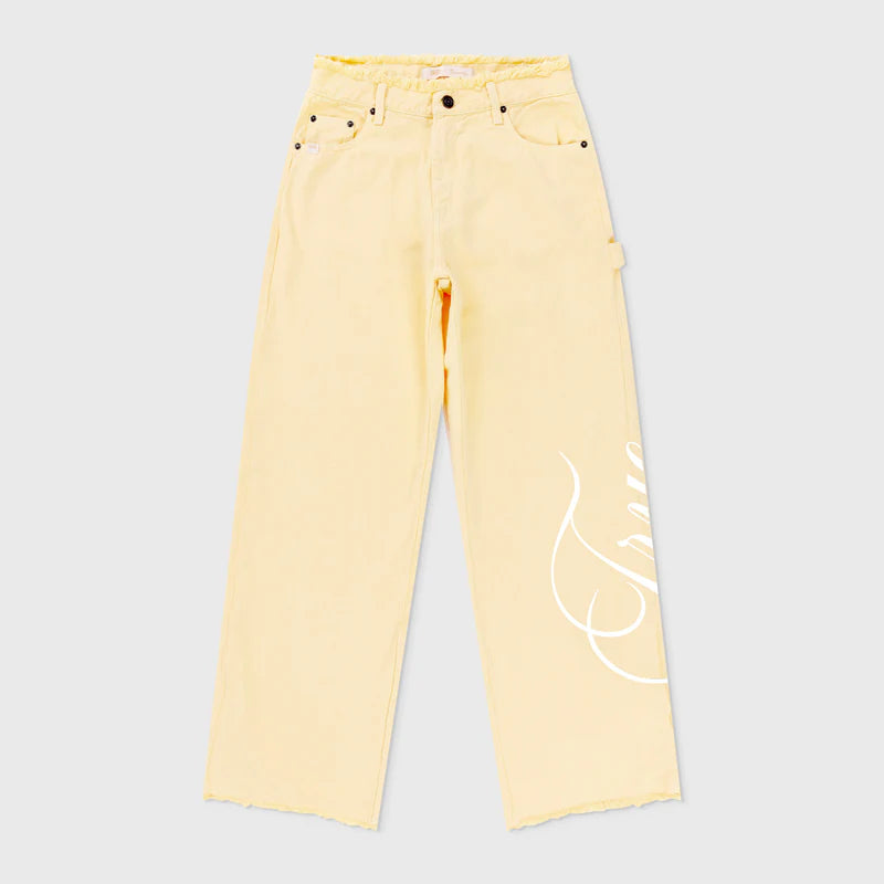Pantalones De Tiro Medio Amarillo Mantequilla
