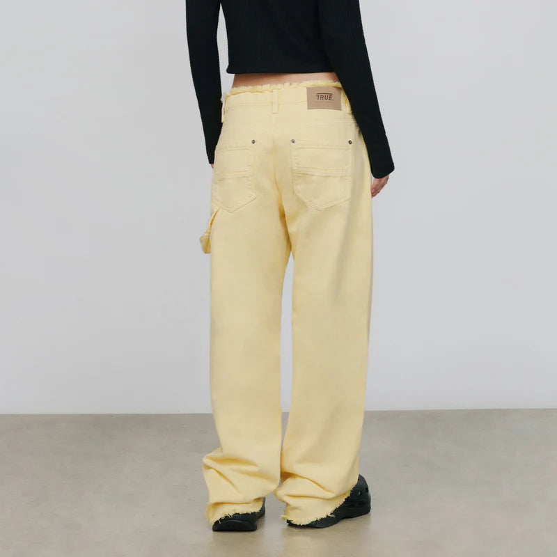 Pantalones De Tiro Medio Amarillo Mantequilla