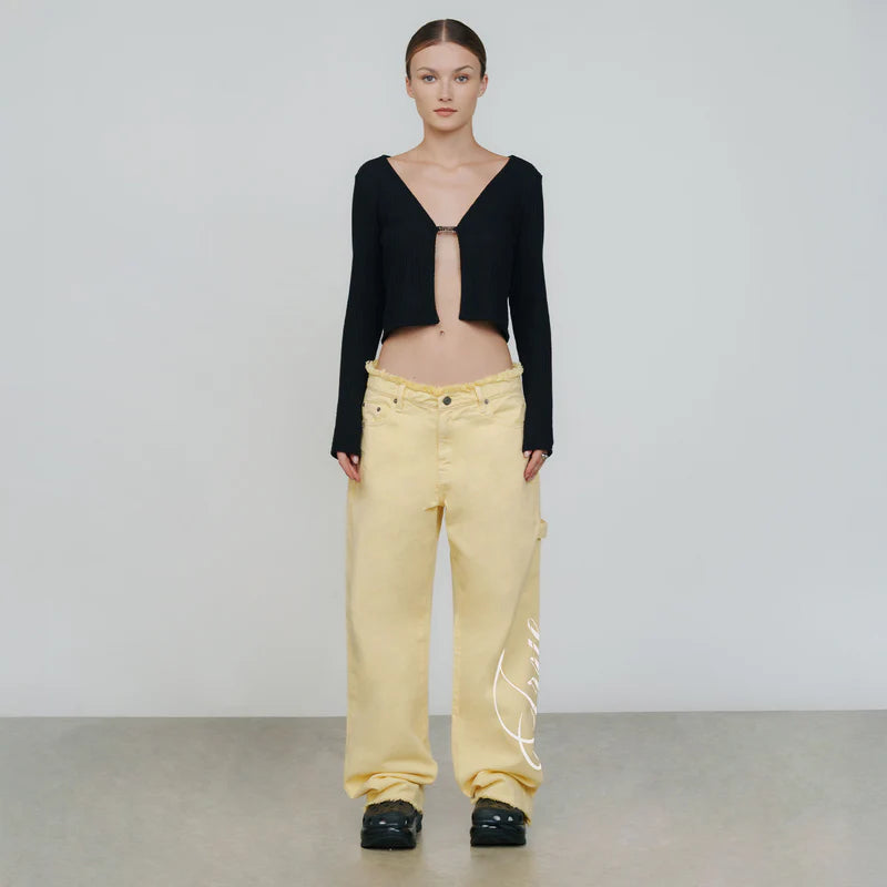 Pantalones De Tiro Medio Amarillo Mantequilla