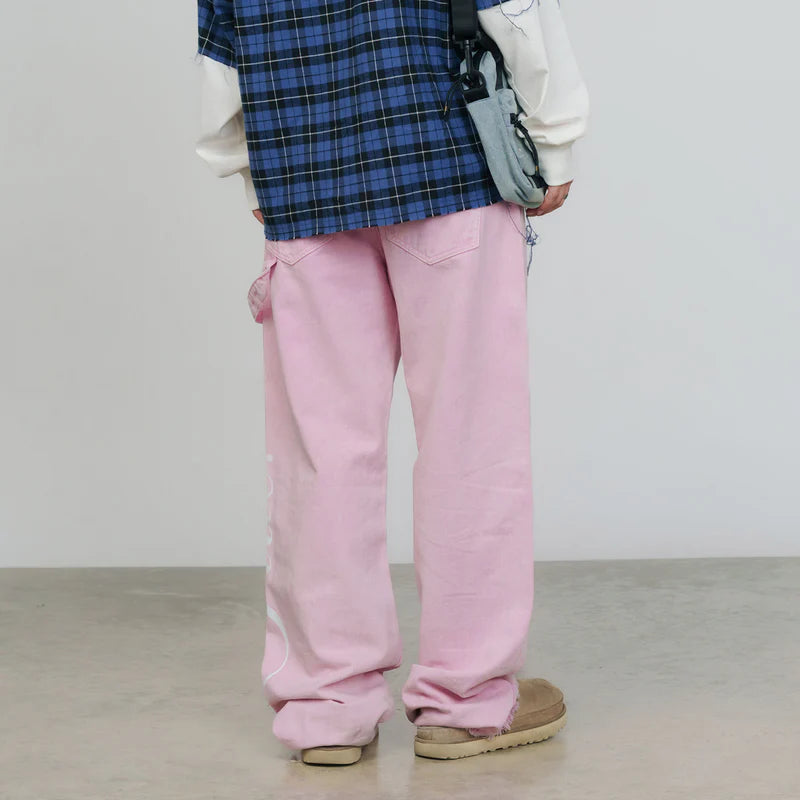 Pantalon De Tiro Medio Color Rubor Rosa