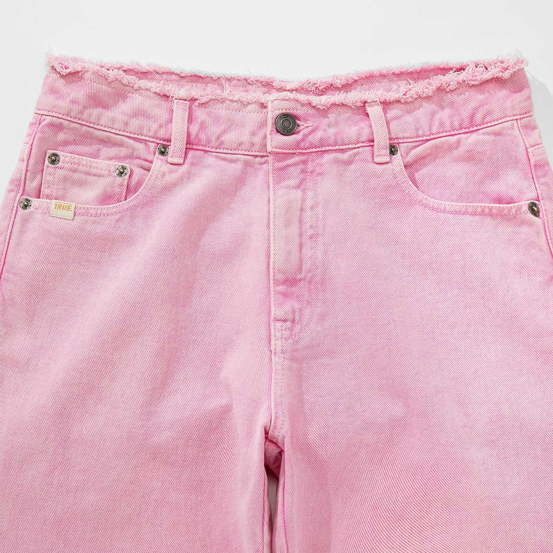 Pantalon De Tiro Medio Color Rubor Rosa