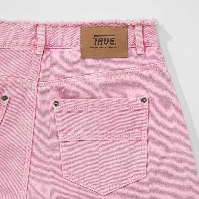 Pantalon De Tiro Medio Color Rubor Rosa