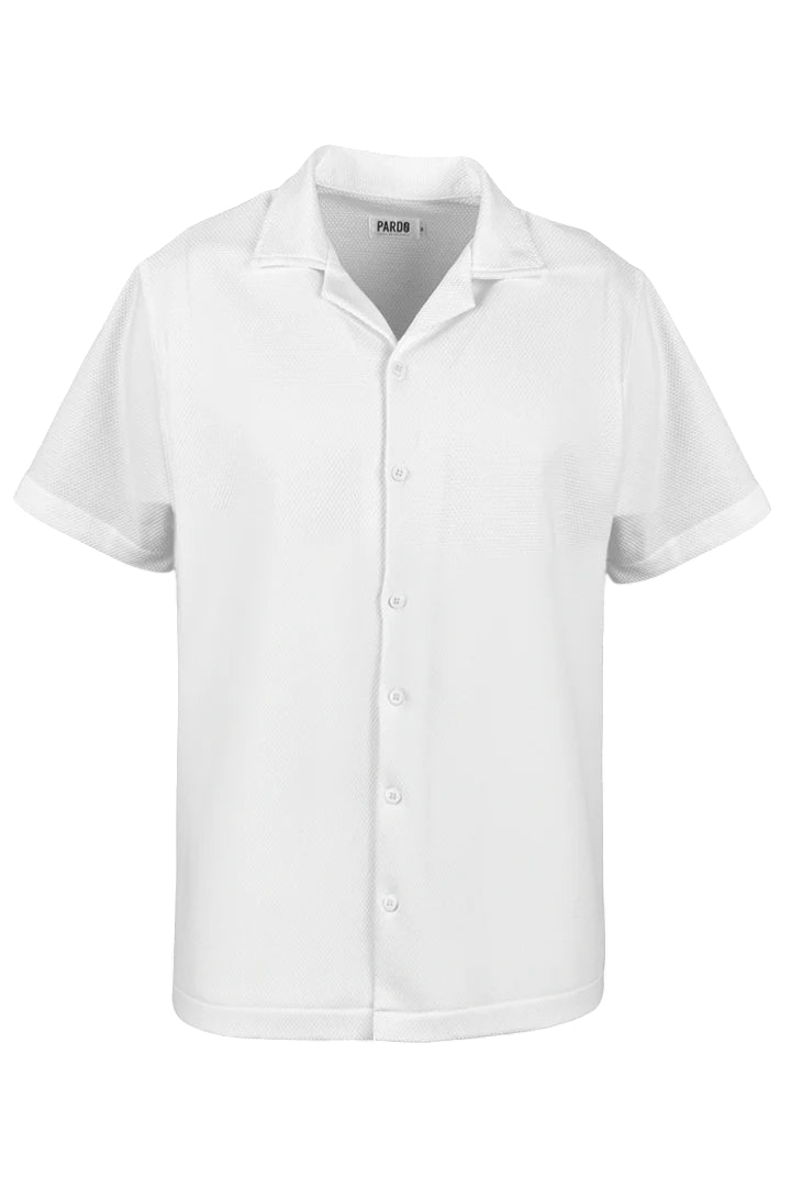 Camisa Tejida Minirombos Marfil