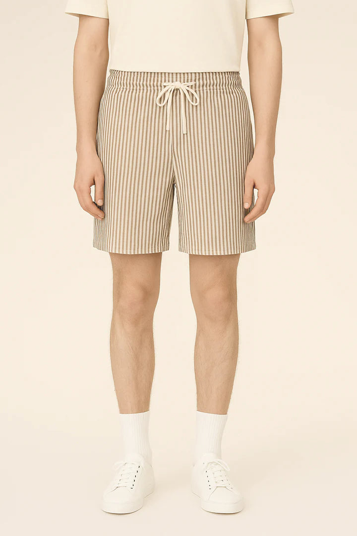 Short Rayas Blanco Y Cafe