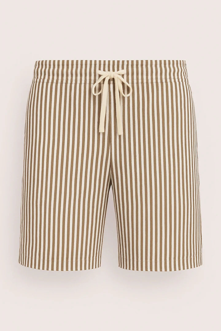 Short Rayas Blanco Y Cafe